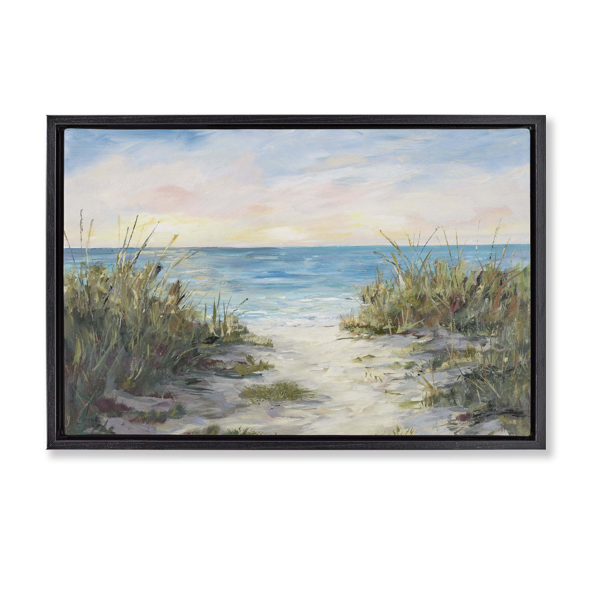 Stupell Industries Walk To The Beach Black Framed Floater Canvas Wall Art, design by Julie DeRice