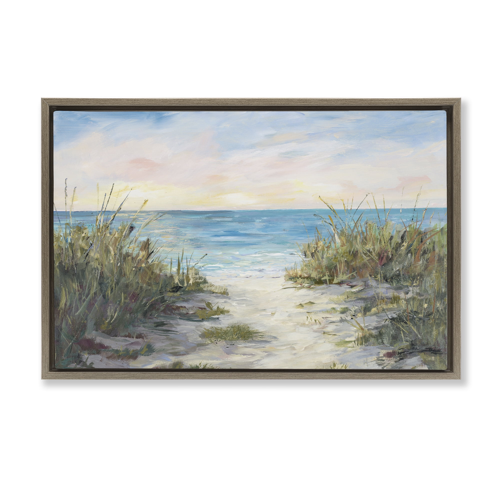 Stupell Industries Walk To The Beach Brown Framed Floater Canvas Wall Art, design by Julie DeRice
