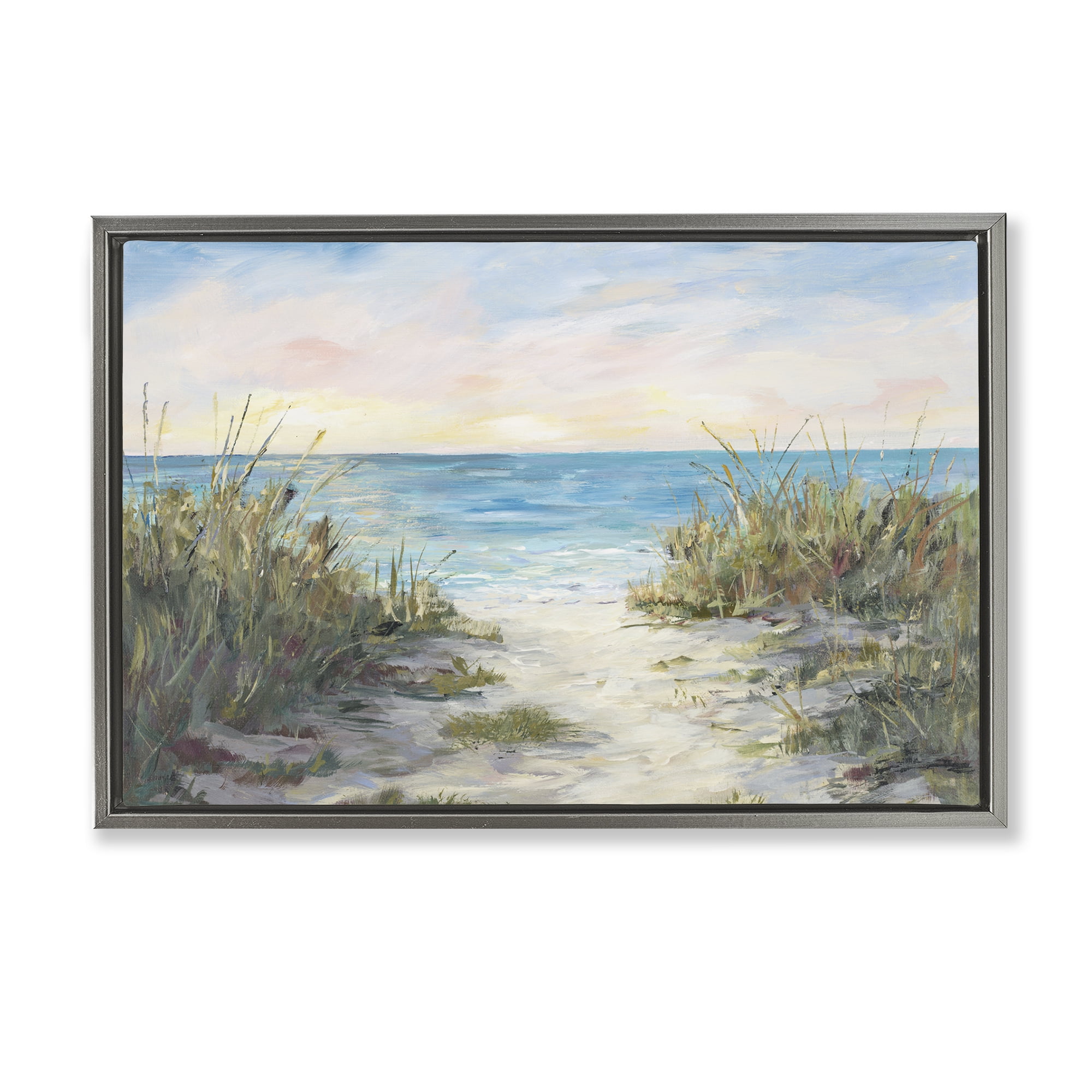 Stupell Industries Walk To The Beach Gray Framed Floater Canvas Wall Art, design by Julie DeRice