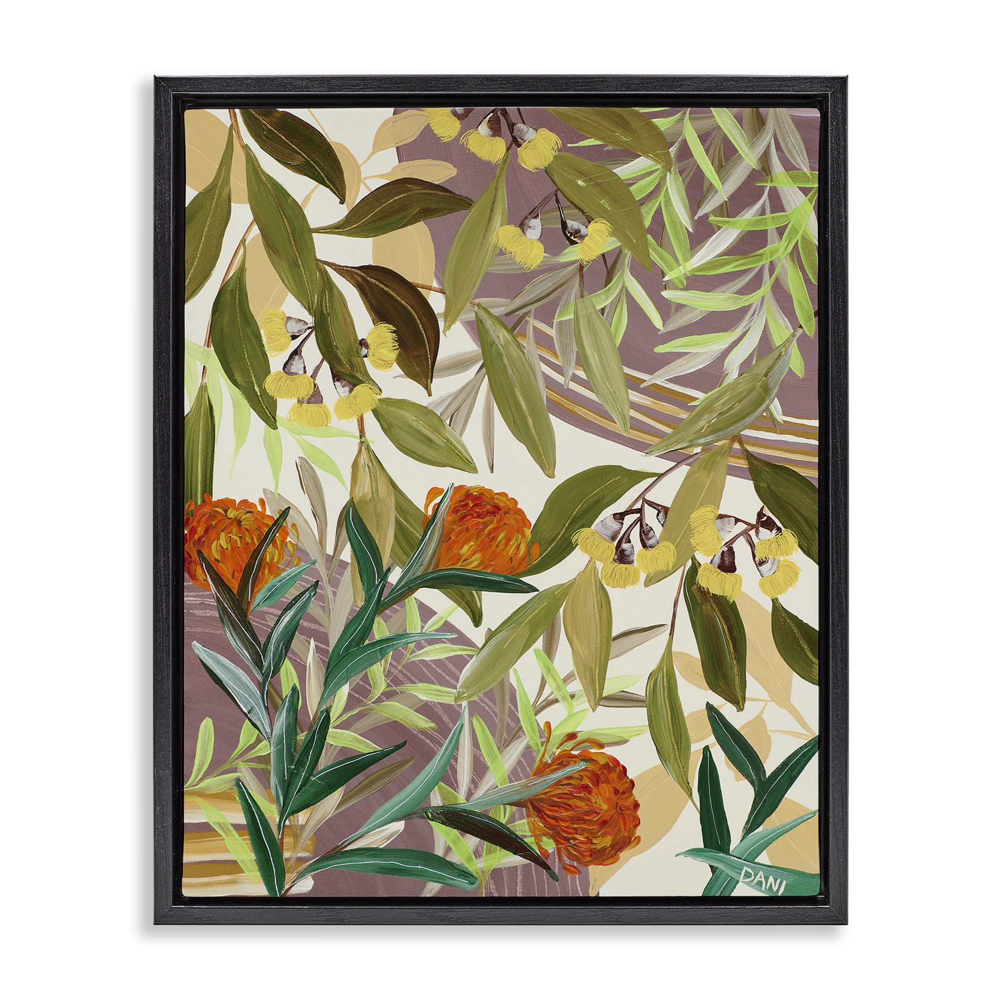 Stupell Industries Walk With Me Blooms Black Framed Floater Canvas Wall Art, design by Dani Heyward