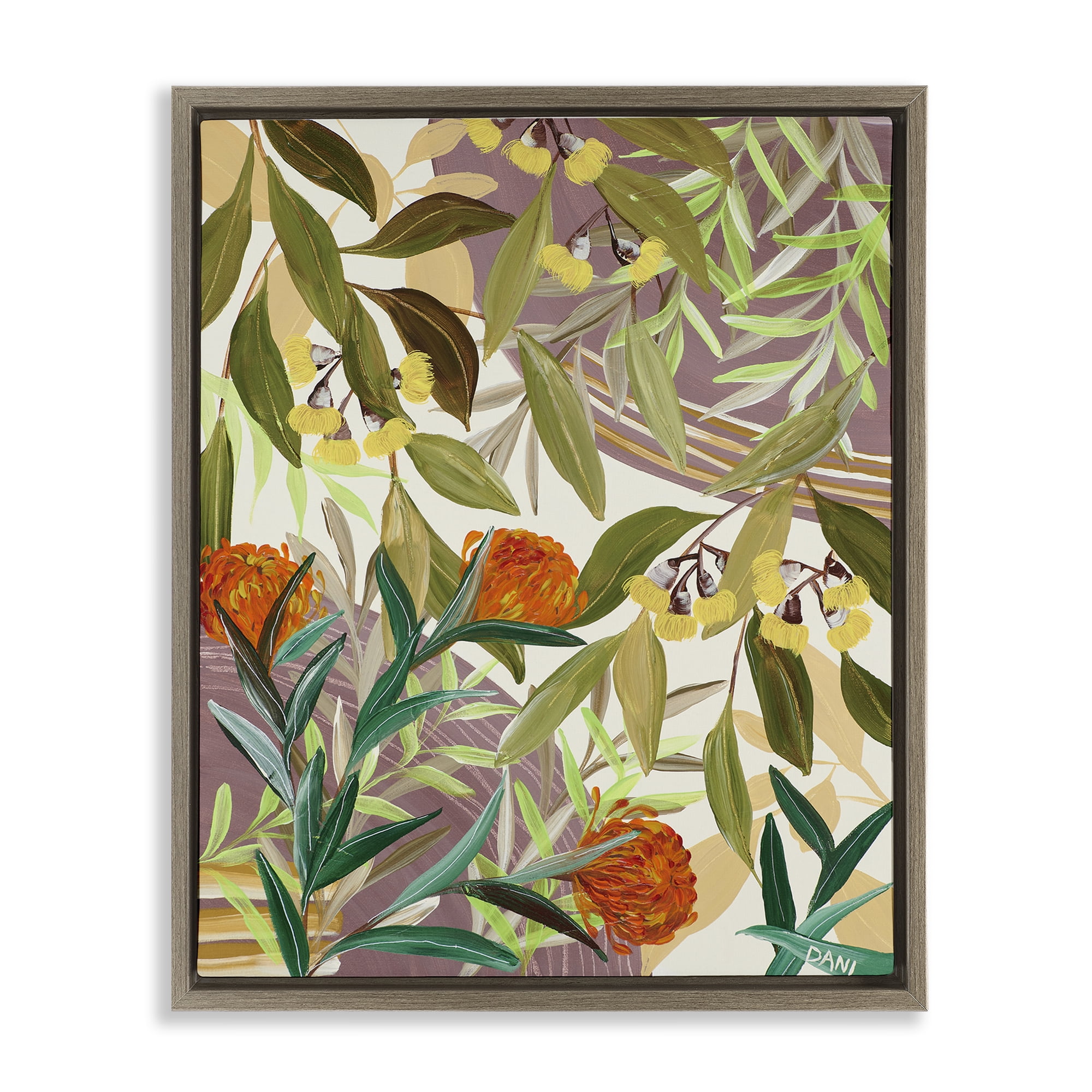 Stupell Industries Walk With Me Blooms Brown Framed Floater Canvas Wall Art, design by Dani Heyward