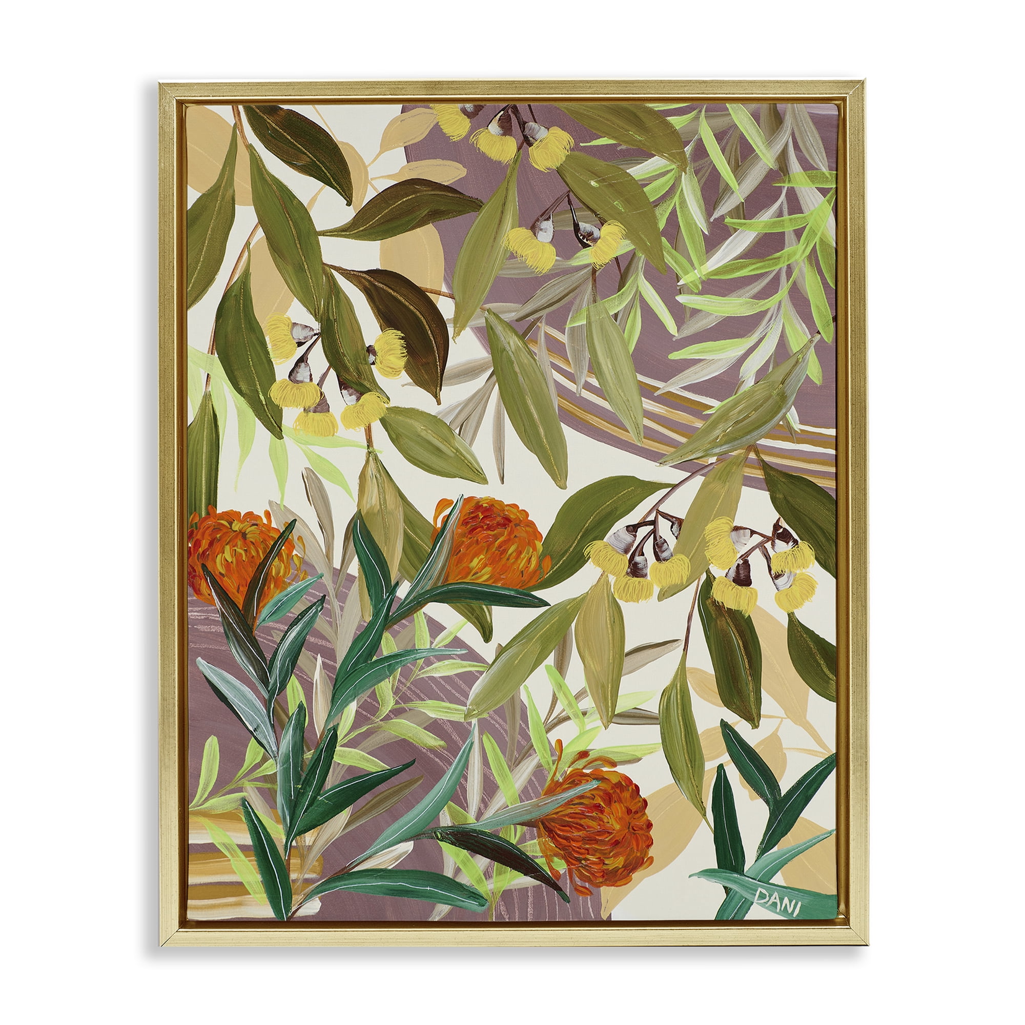 Stupell Industries Walk With Me Blooms Gold Framed Floater Canvas Wall Art, design by Dani Heyward