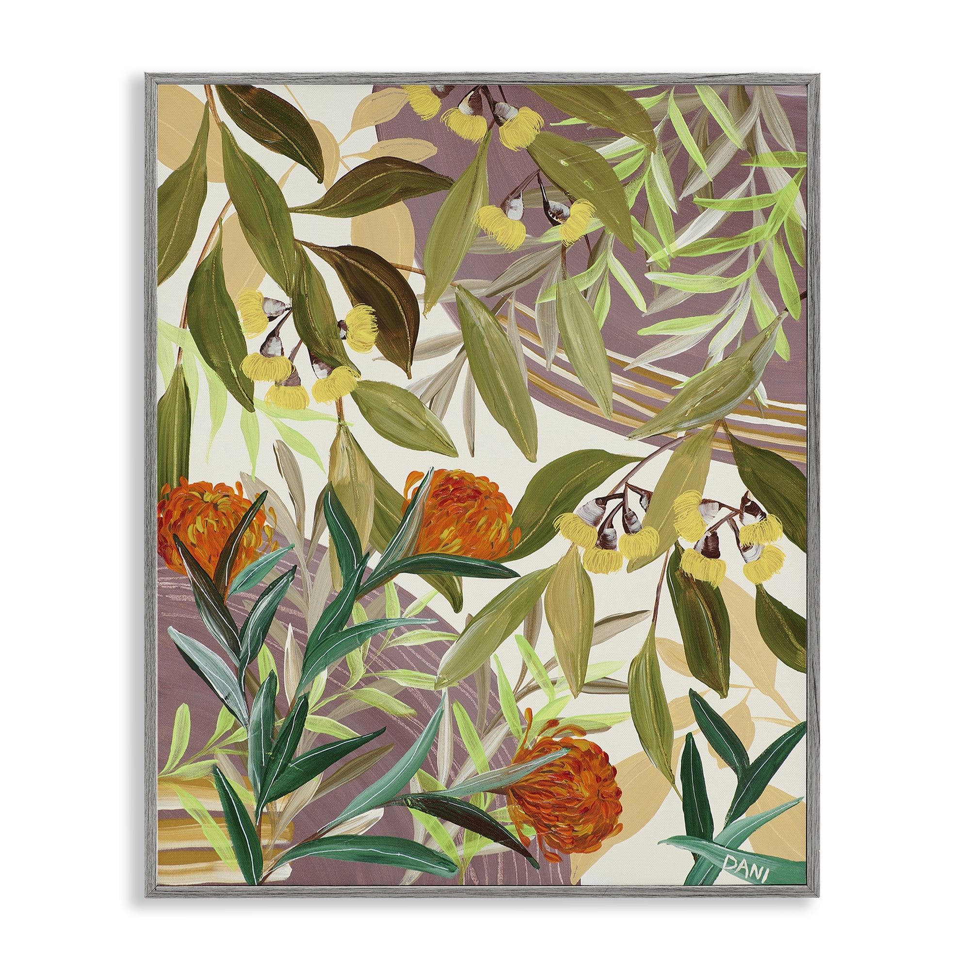 Stupell Industries Walk With Me Blooms Gray Framed Giclee Art, design by Dani Heyward