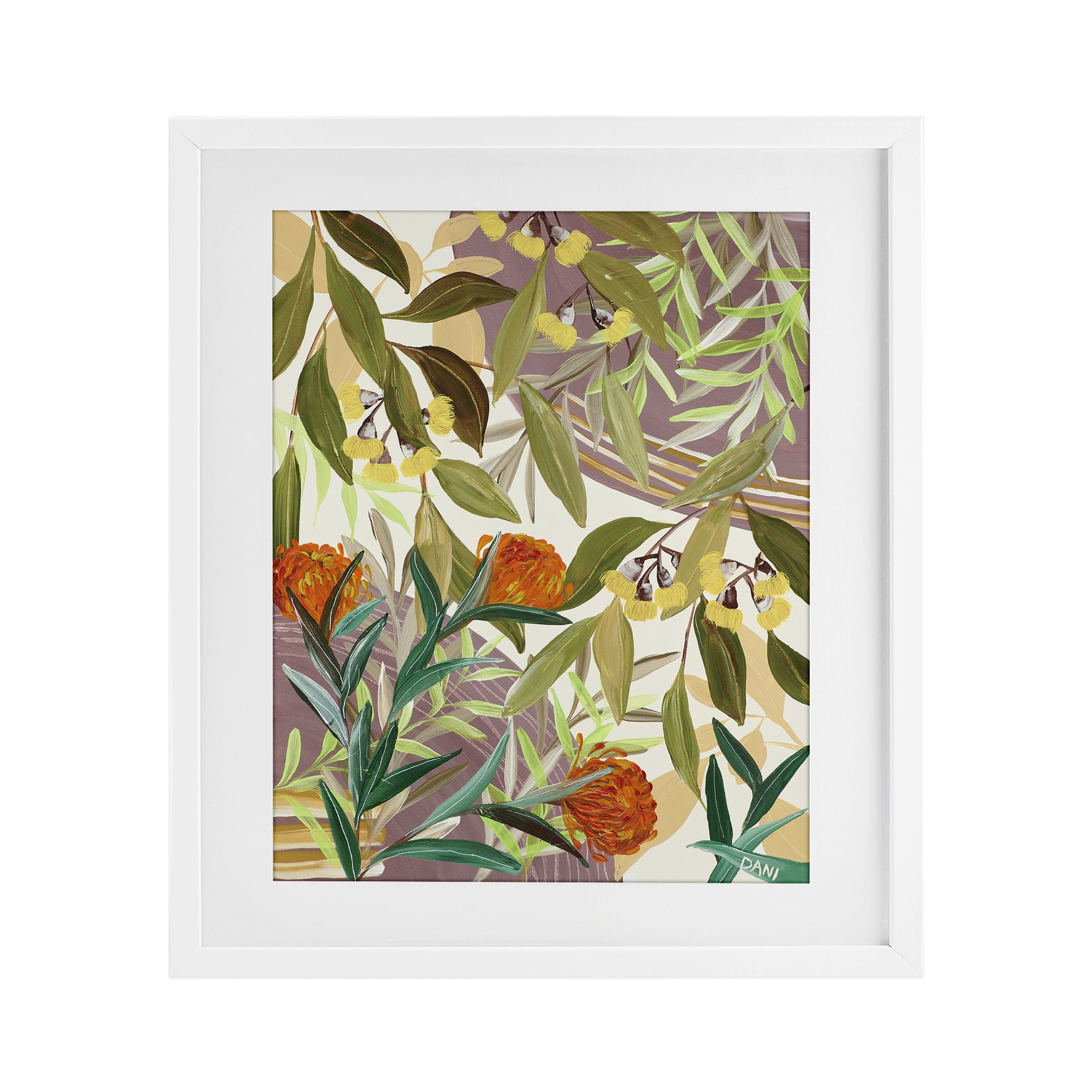 Stupell Industries Walk With Me Blooms White Framed Print Under Glass, design by Dani Heyward