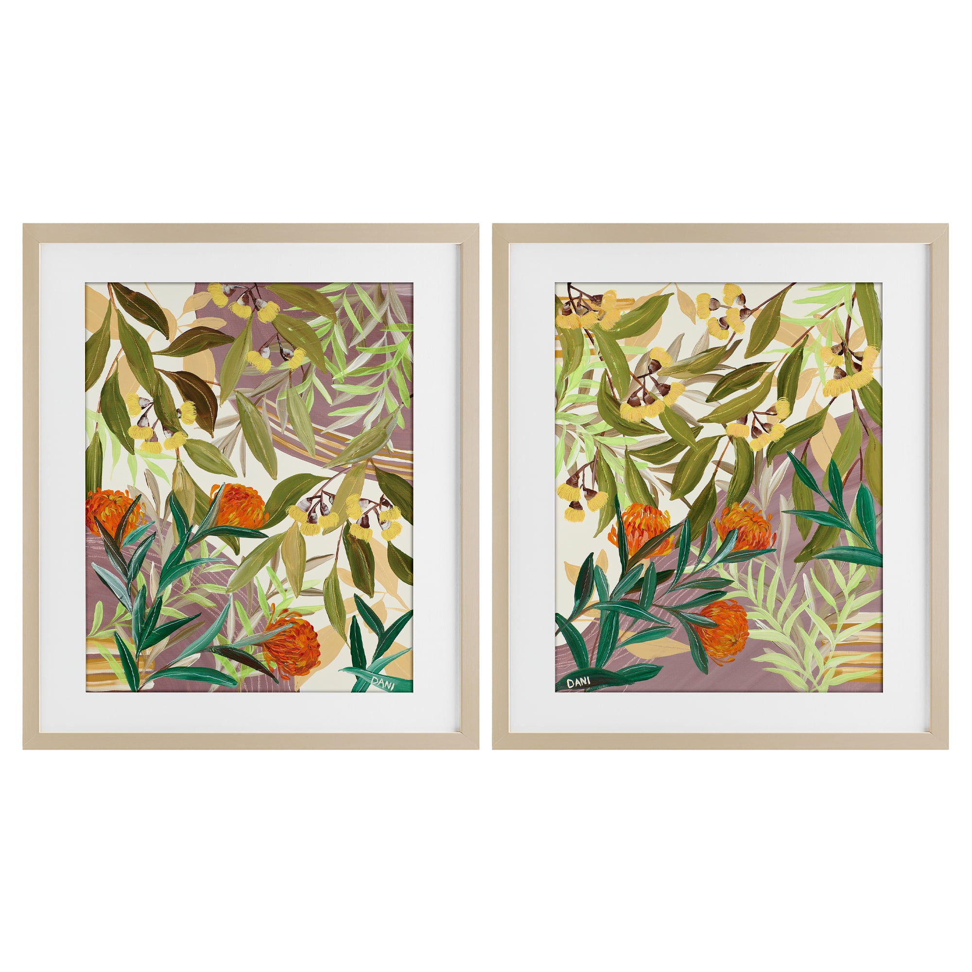Stupell Industries Walk With Me Botanicals 2 Piece Birch Framed Print Under Glass Set, design by Dani Heyward