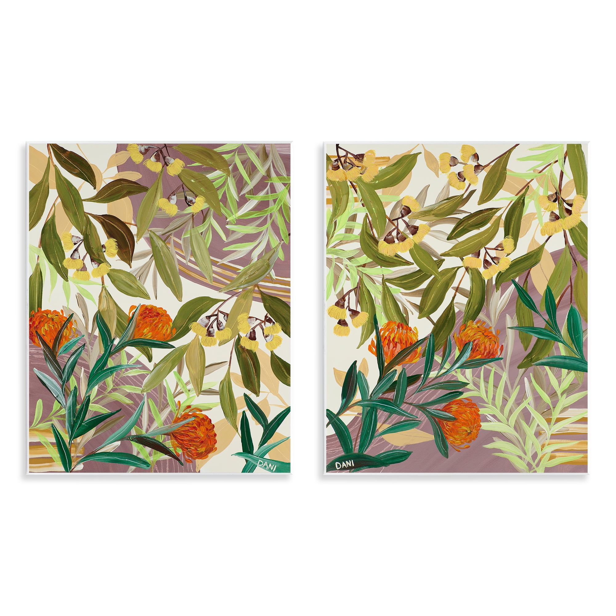 Stupell Industries Walk With Me Botanicals 2 Piece Wall Plaque Art Set, design by Dani Heyward
