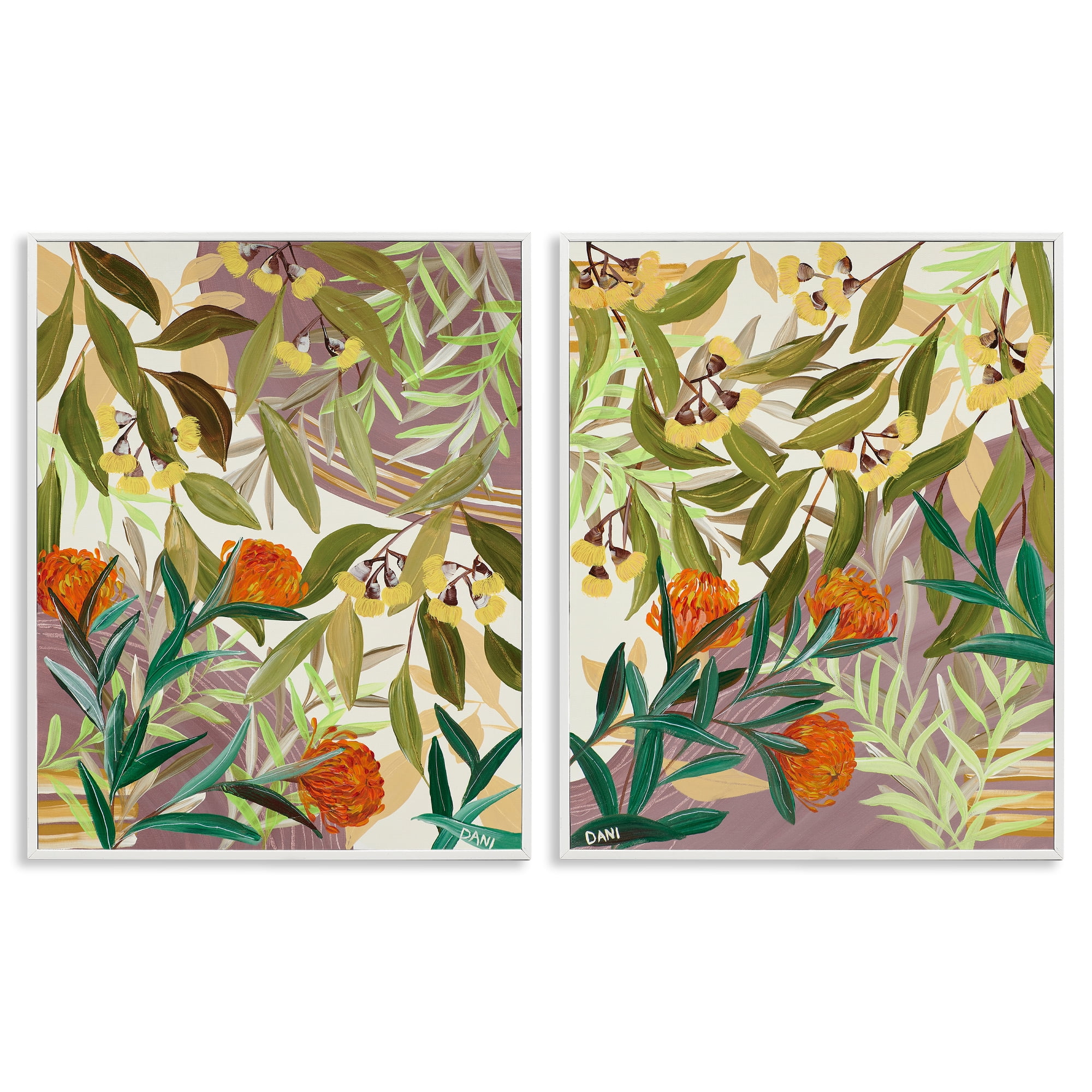 Stupell Industries Walk With Me Botanicals 2 Piece White Framed Giclee Art Set, design by Dani Heyward