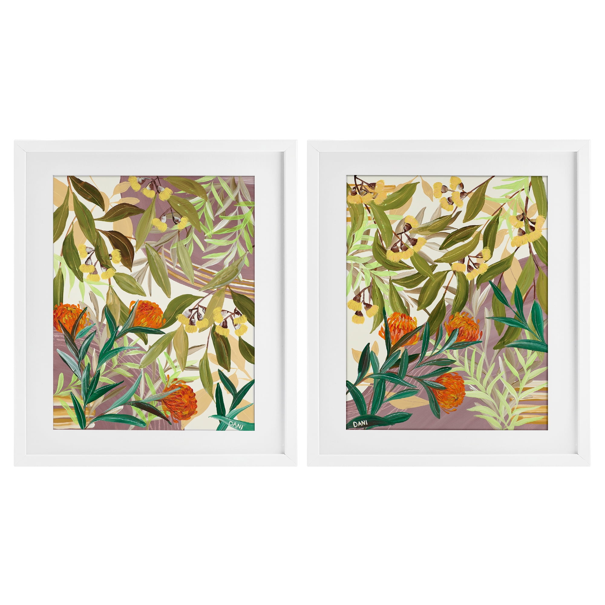 Stupell Industries Walk With Me Botanicals 2 Piece White Framed Print Under Glass Set, design by Dani Heyward