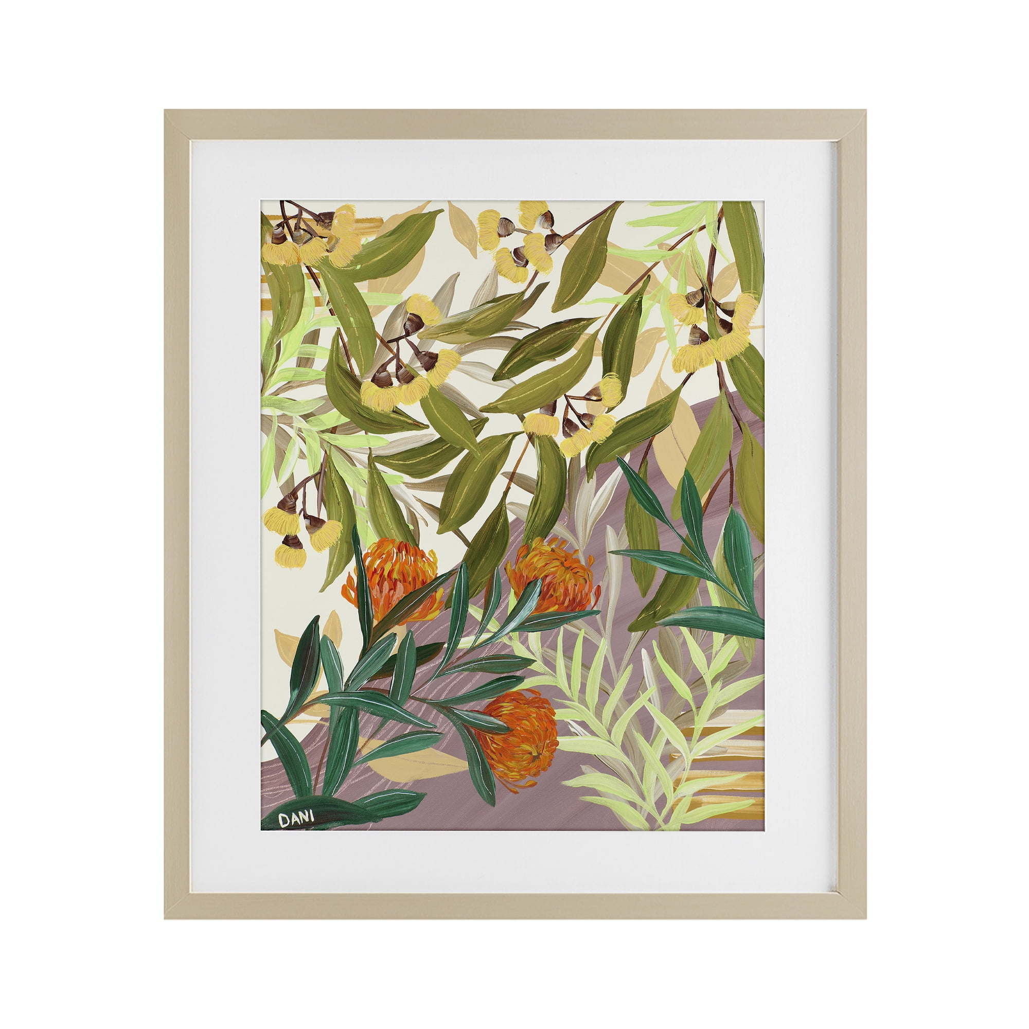 Stupell Industries Walk With Me Florals Birch Framed Print Under Glass, design by Dani Heyward