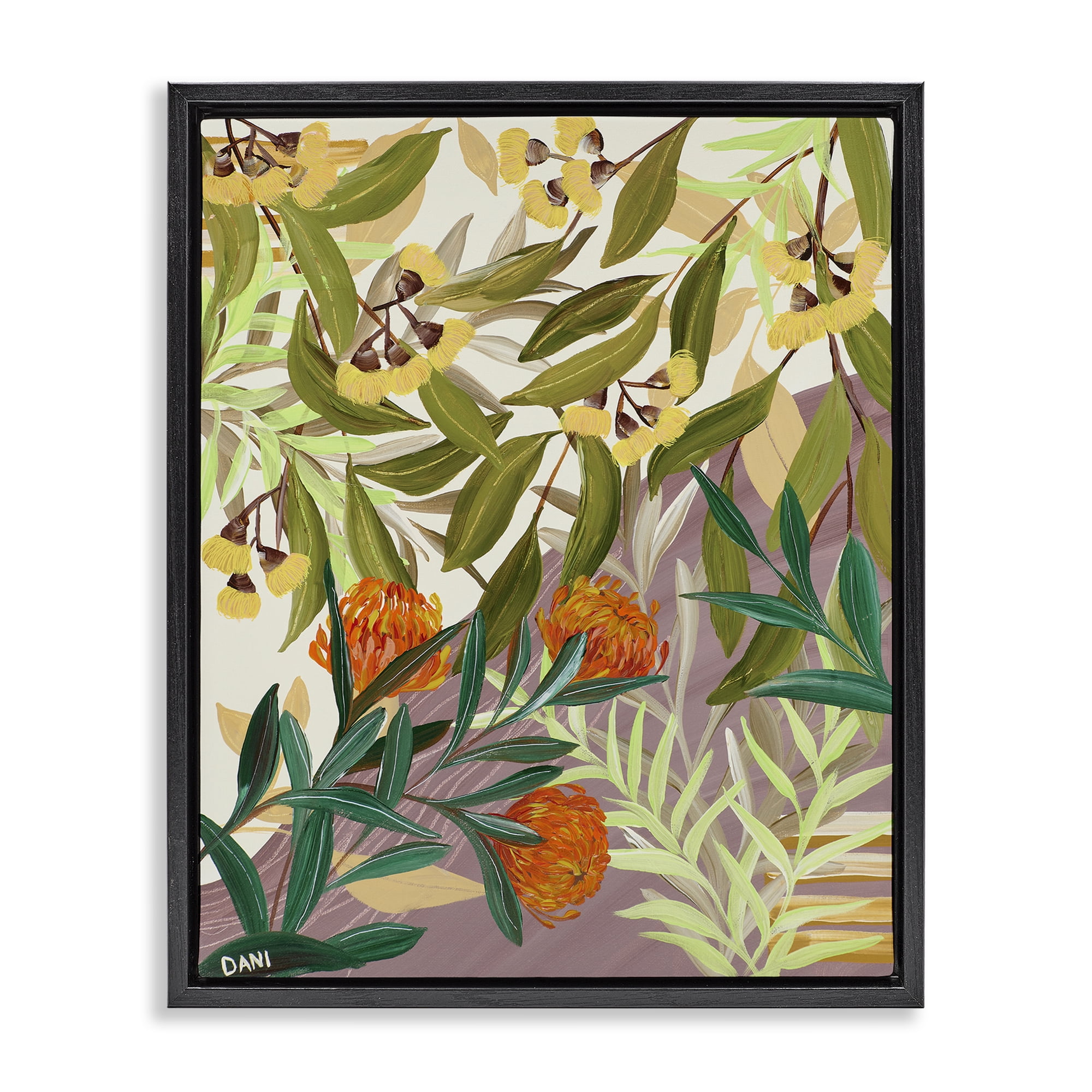 Stupell Industries Walk With Me Florals Black Framed Floater Canvas Wall Art, design by Dani Heyward