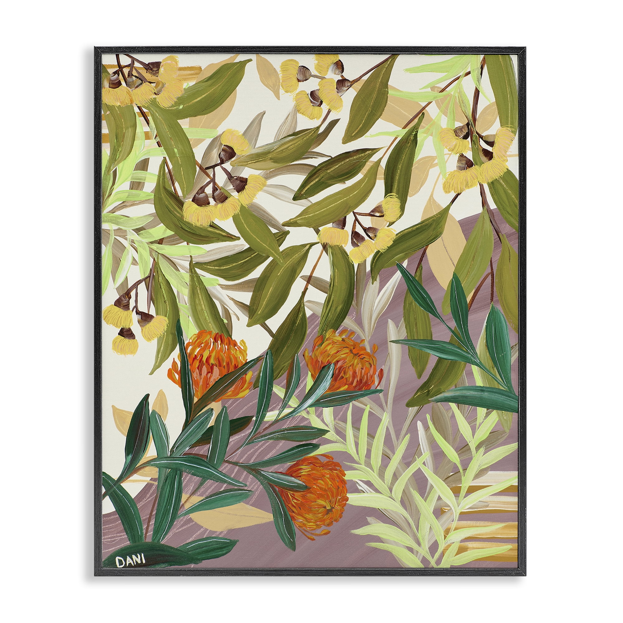 Stupell Industries Walk With Me Florals Black Framed Giclee Art, design by Dani Heyward