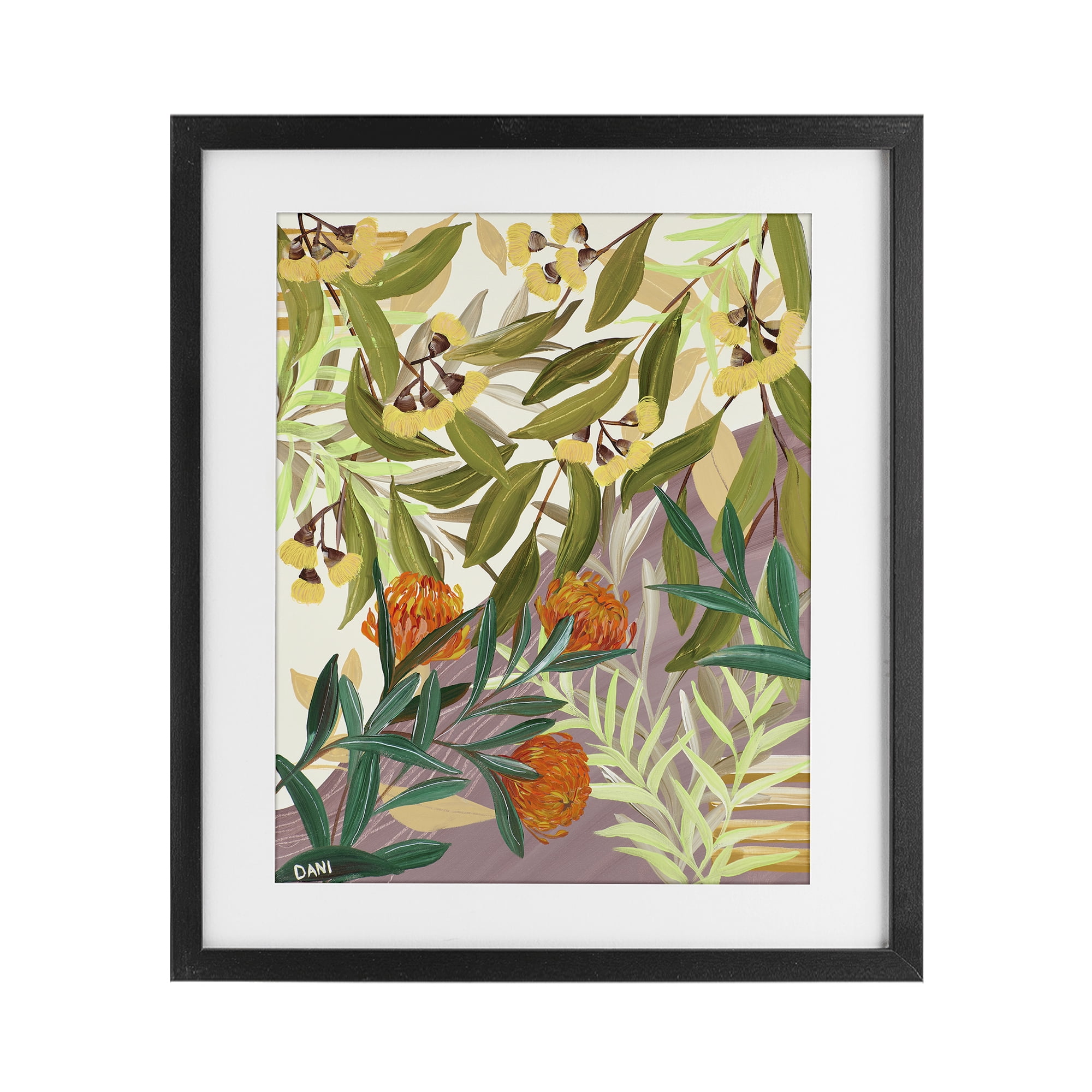 Stupell Industries Walk With Me Florals Black Framed Print Under Glass, design by Dani Heyward
