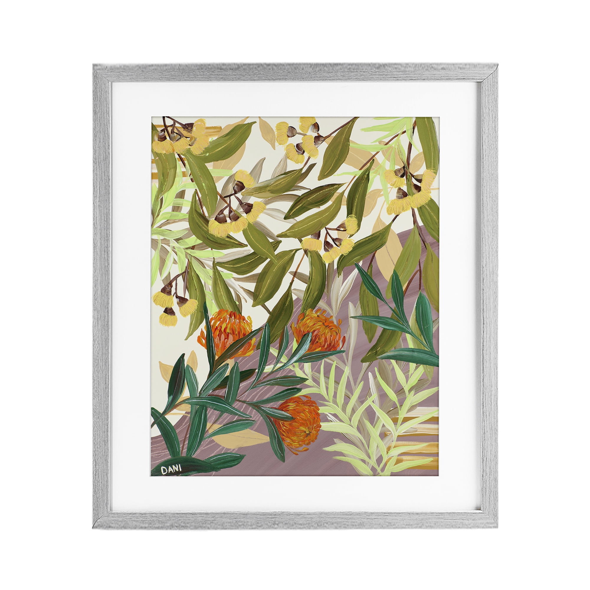 Stupell Industries Walk With Me Florals Gray Framed Print Under Glass, design by Dani Heyward