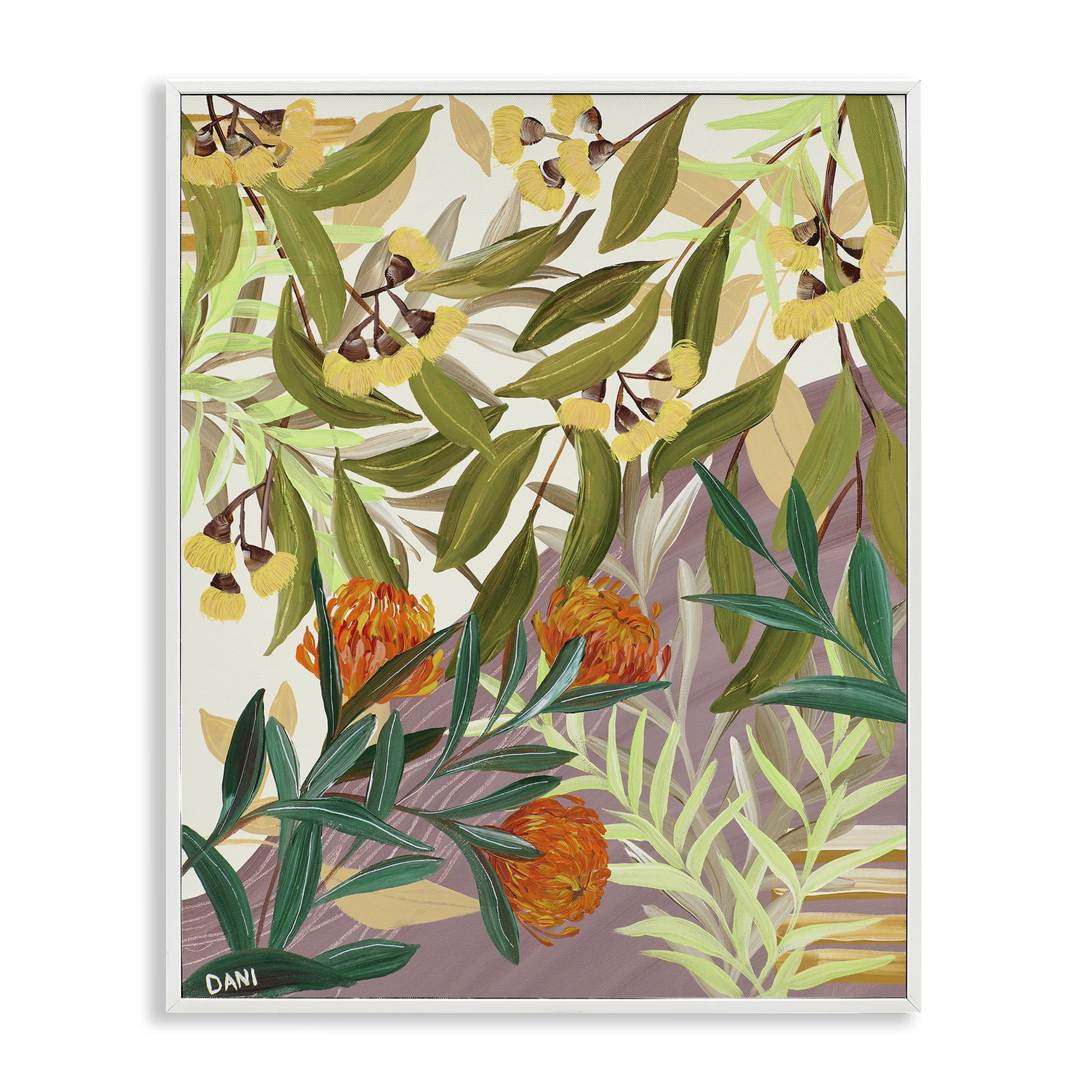 Stupell Industries Walk With Me Florals White Framed Giclee Art, design by Dani Heyward