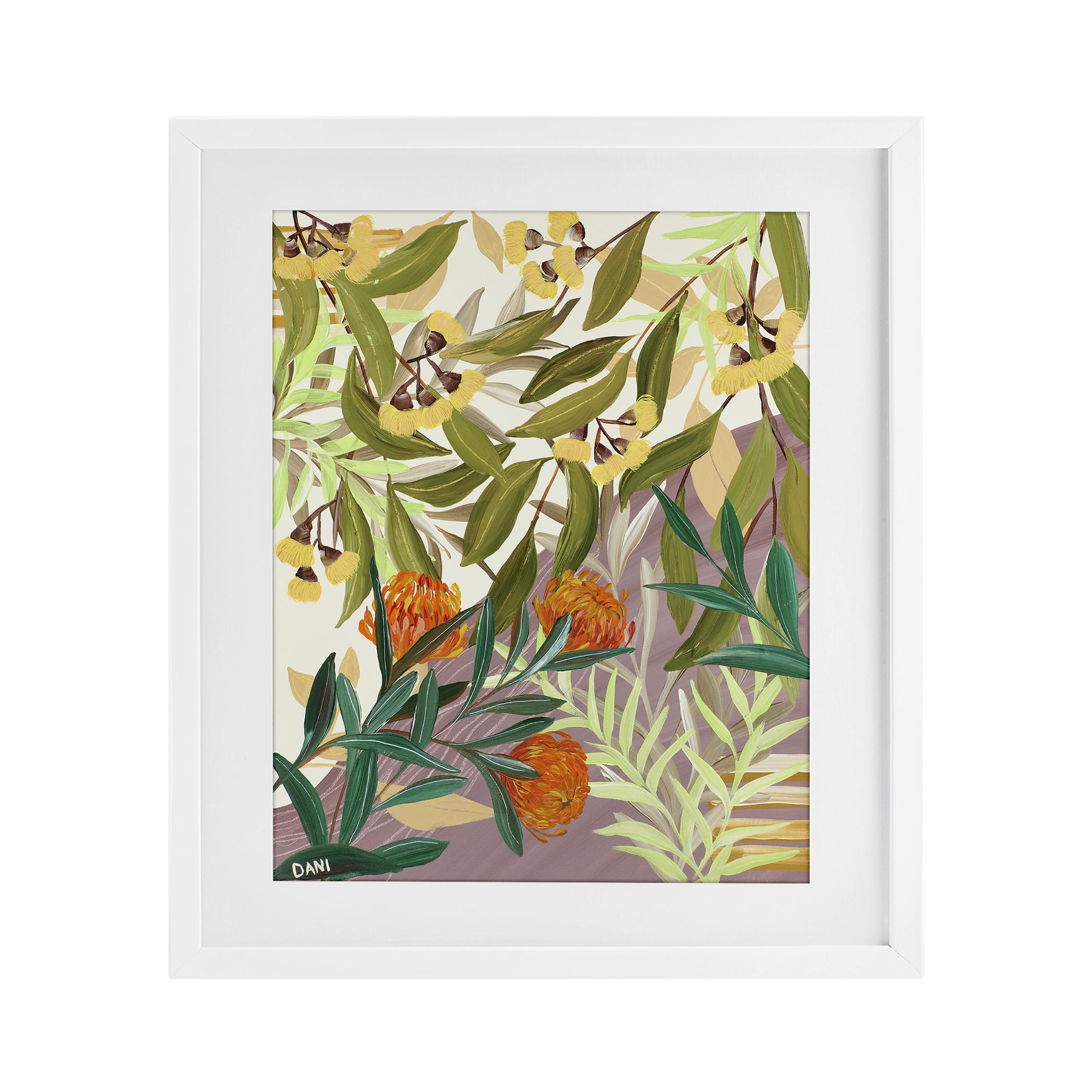 Stupell Industries Walk With Me Florals White Framed Print Under Glass, design by Dani Heyward