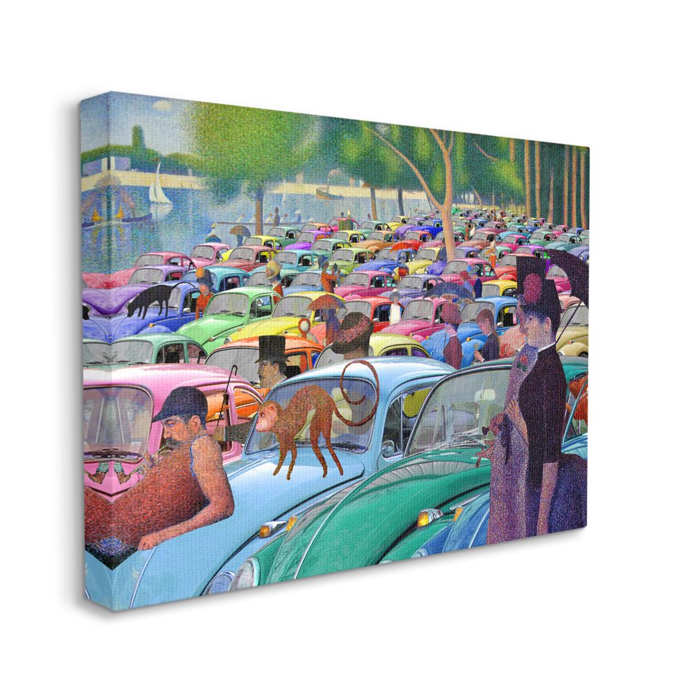 Stupell Industries Walk in the Car Park Traditional Painting Parody Canvas Wall Art Design by Barry Kite, 30" x 40"