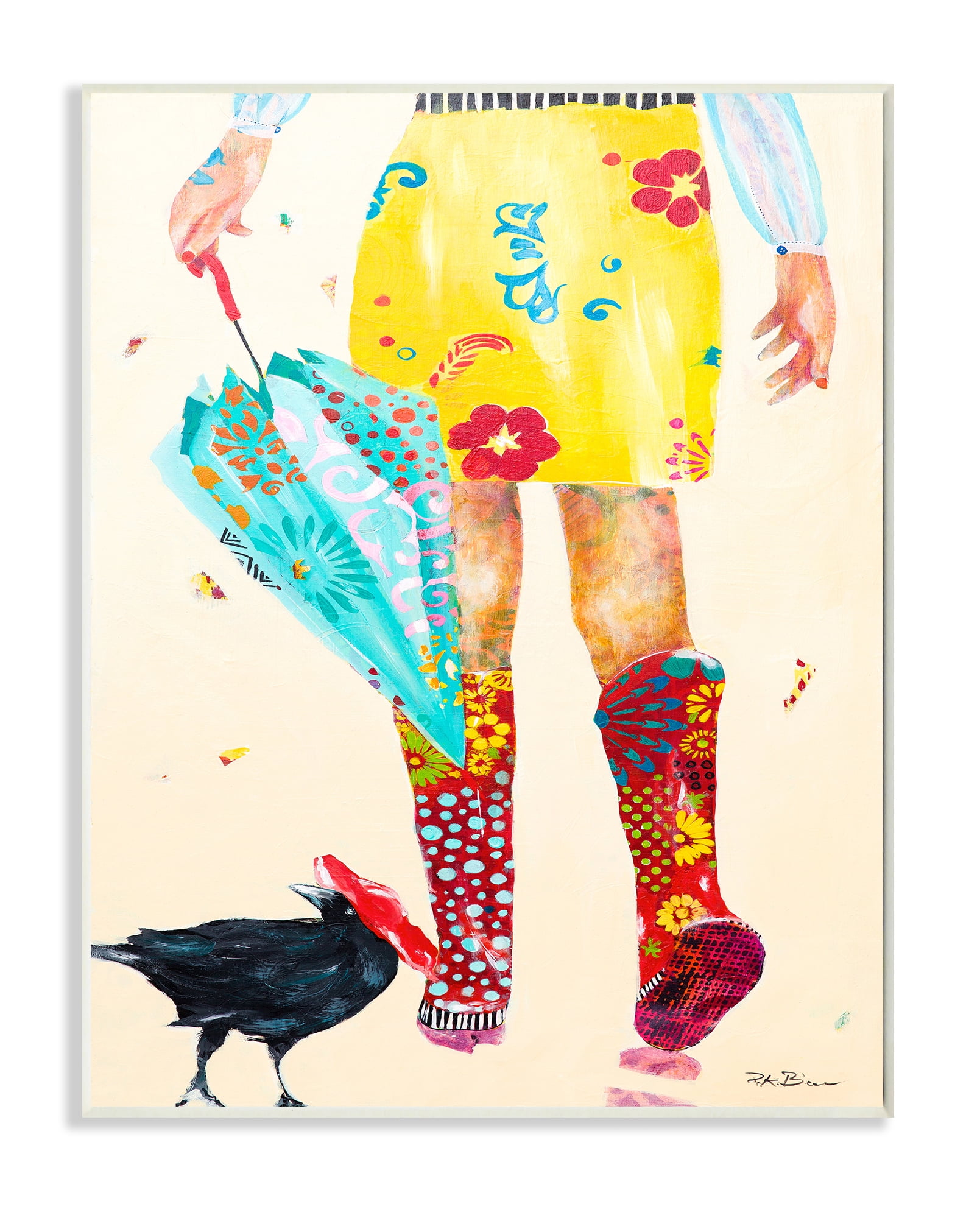 Stupell Industries Walking In Rainboots Cheerful Vibrant Pattern Wall Plaque, 10 x 15, Design by Pamela K. Beer