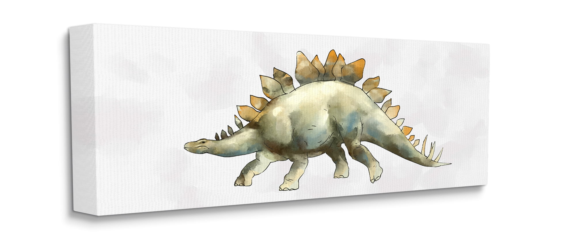 Stupell Industries Walking Stegosaurus Green Dinosaur Playful Reptile Canvas Wall Art, 13 x 30, Design by Ziwei Li