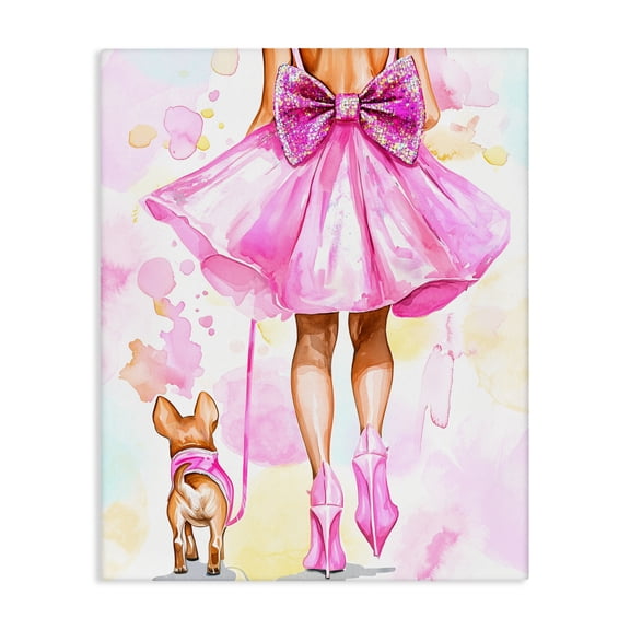 Stupell Industries Walking The Runway Gal Canvas Wall Art design by Jess Stempel, 20 x 16