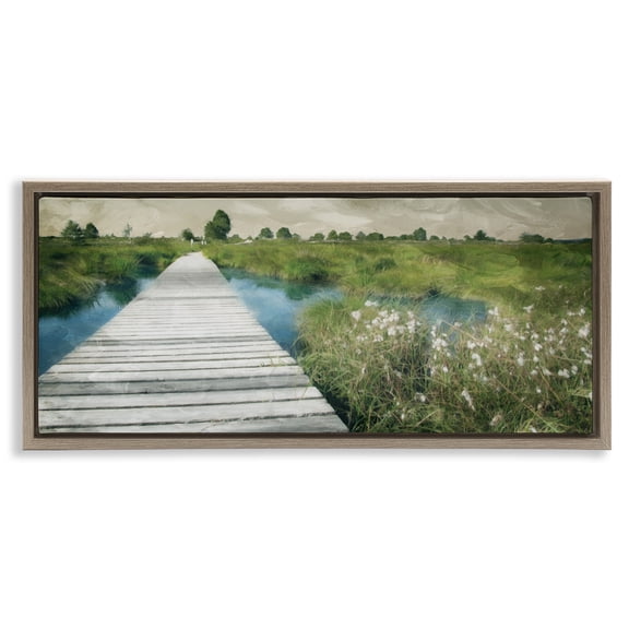 Stupell Industries Walkway On The Marsh Brown Framed Floater Canvas Wall Art, design by Milli Villa