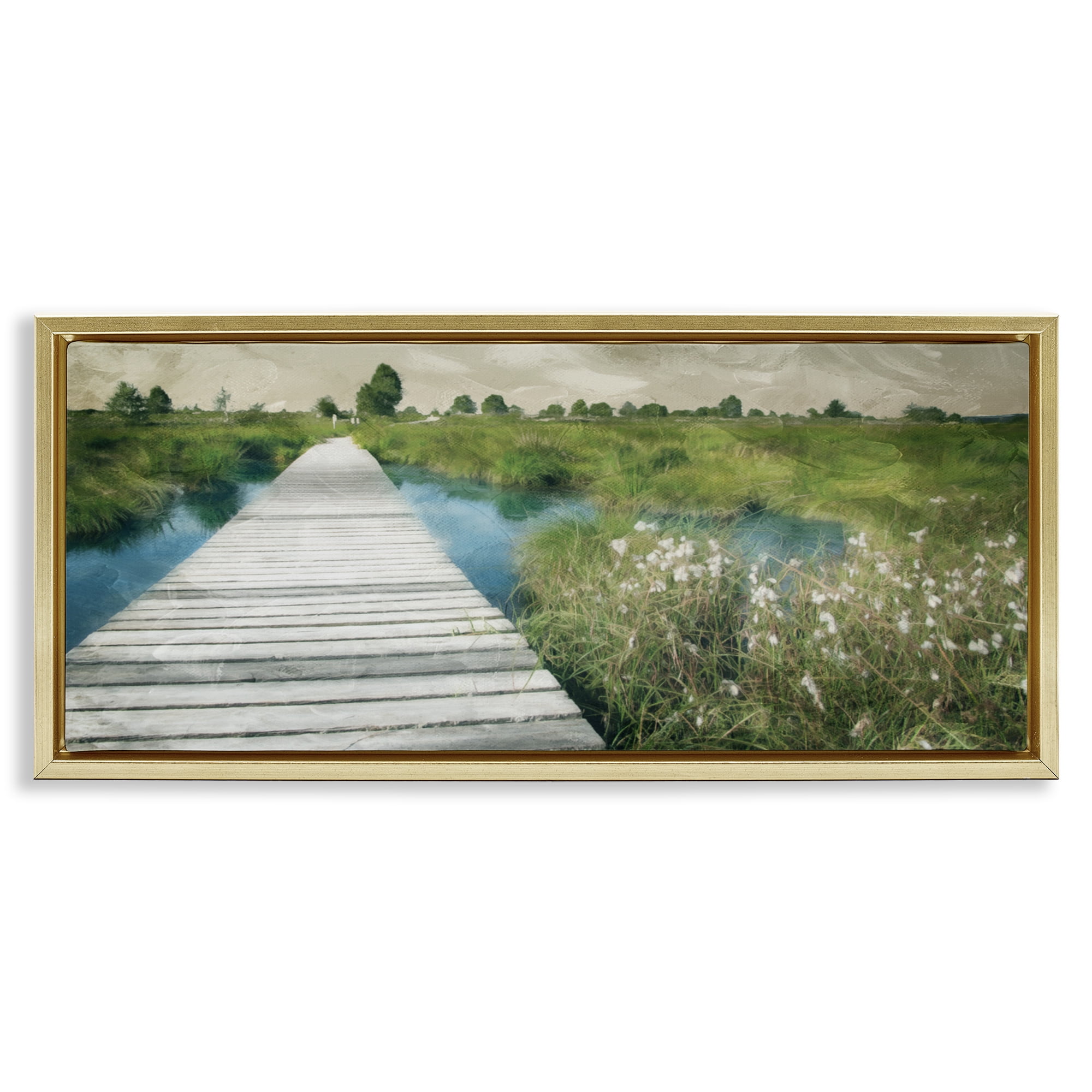 Stupell Industries Walkway On The Marsh Gold Framed Floater Canvas Wall Art, design by Milli Villa