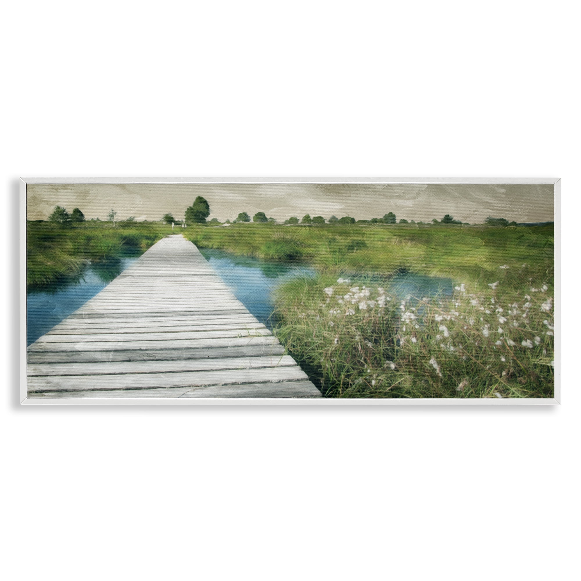 Stupell Industries Walkway On The Marsh White Framed Giclee Art, design by Milli Villa