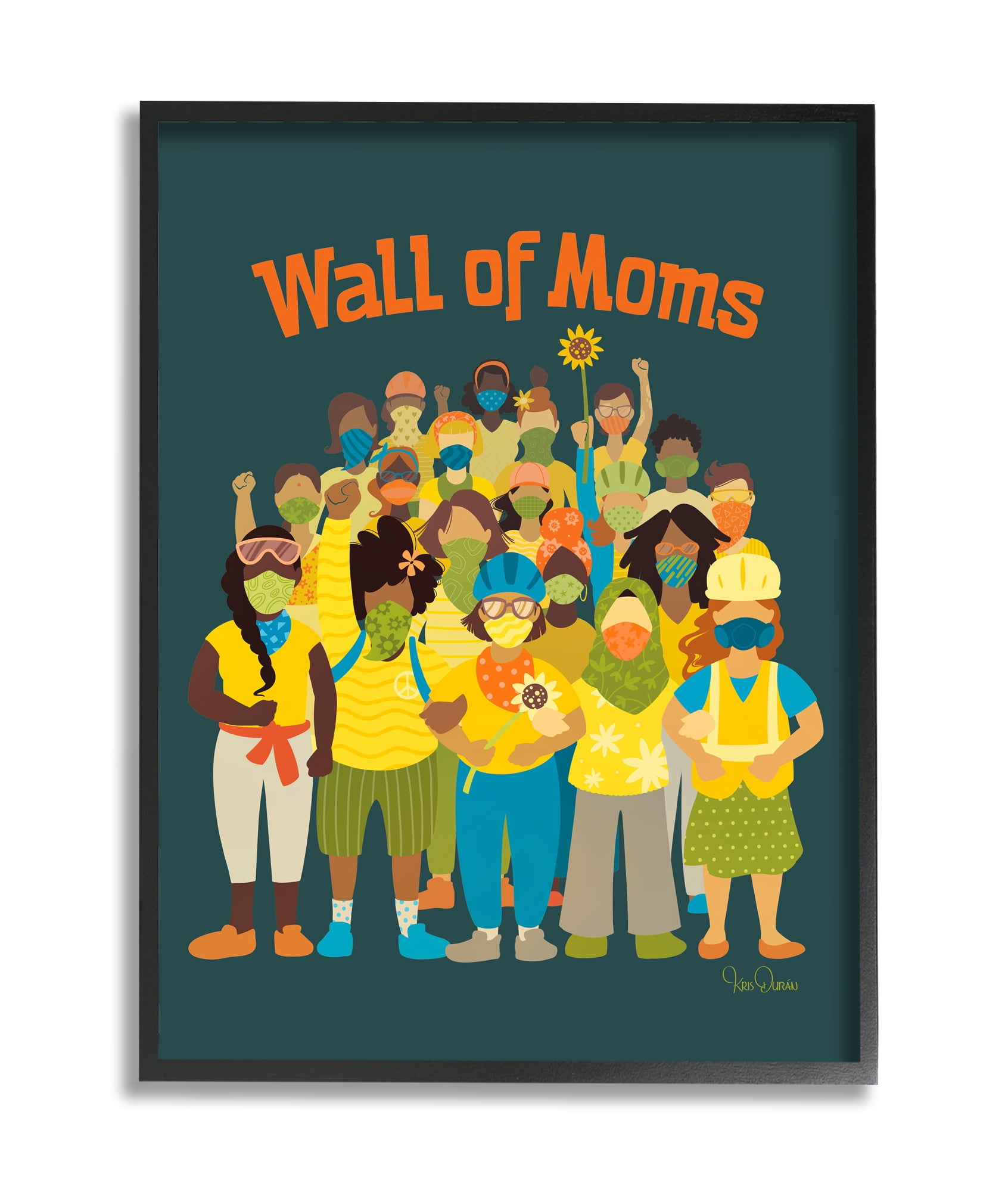 Stupell Industries Wall of Moms Illustration Social Justice Statement Black Framed, 11 x 14, Design by Kris Duran