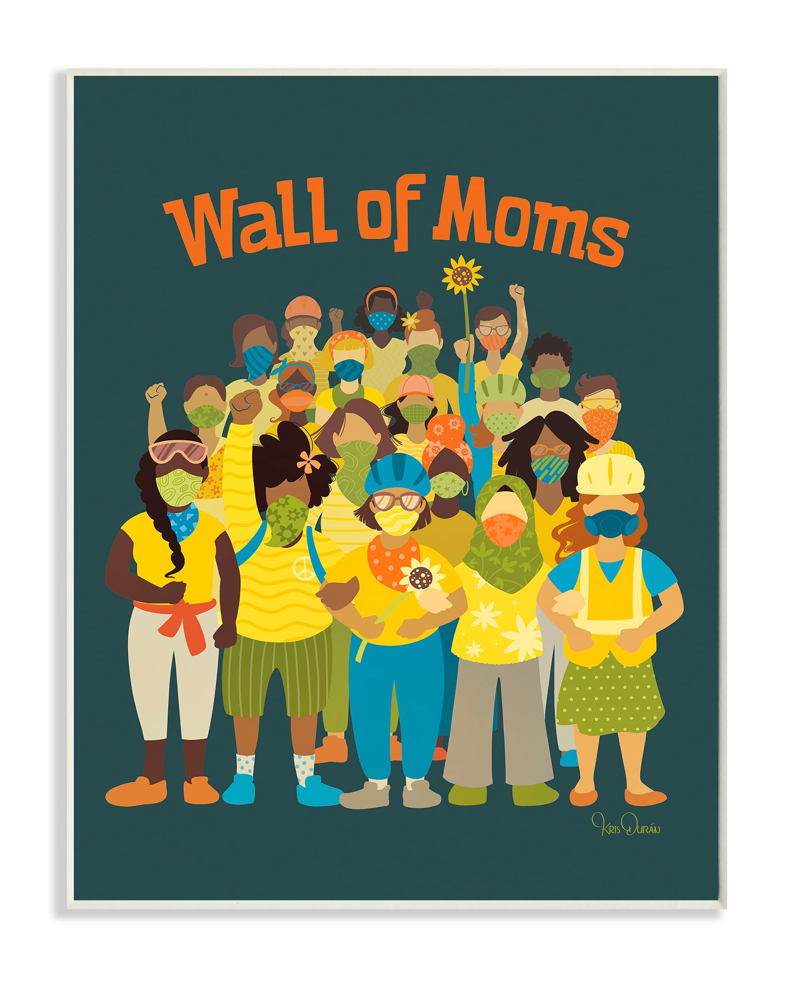 Stupell Industries Wall of Moms Illustration Social Justice Statement Wall Plaque, 13 x 19, Design by Kris Duran