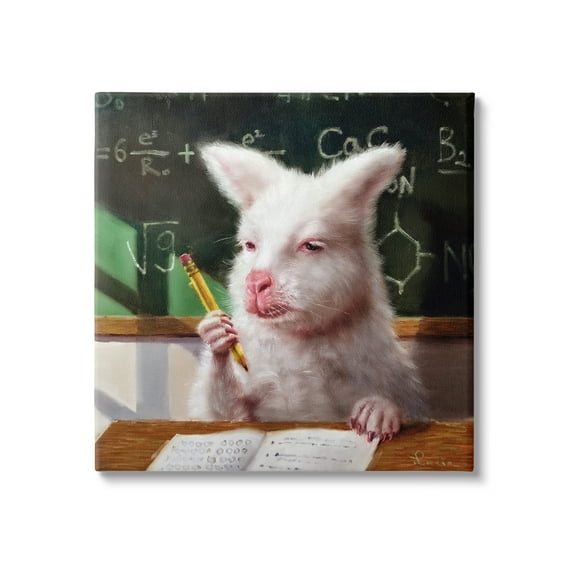 Stupell Industries Wallaby in Classroom Animals & Insects Painting Gallery Wrapped Canvas Print Wall Art, 17 x 17