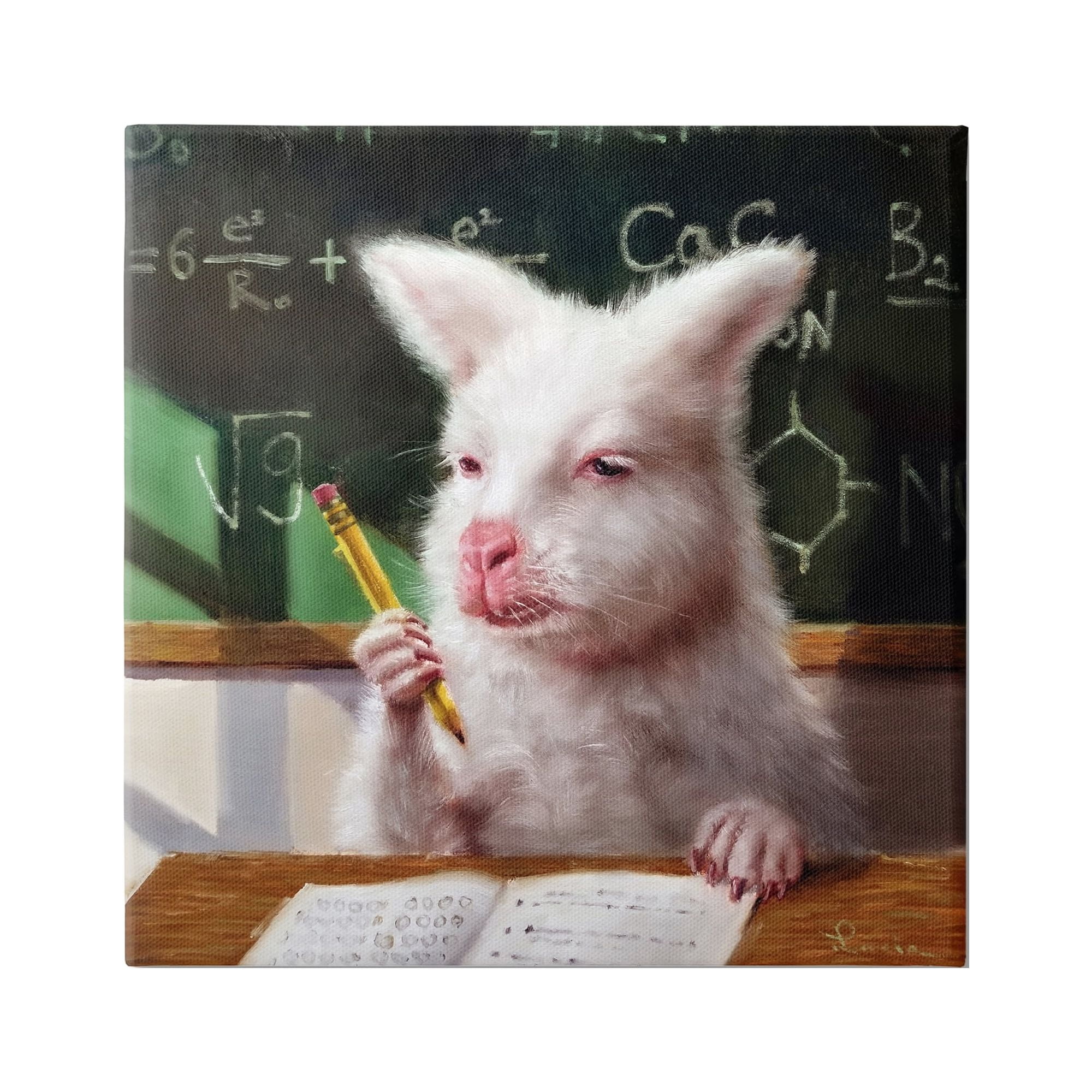 Stupell Industries Wallaby in Classroom Animals & Insects Painting Gallery Wrapped Canvas Print Wall Art, 30 x 30
