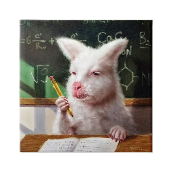 Stupell Industries Wallaby in Classroom Animals & Insects Painting Gallery Wrapped Canvas Print Wall Art, 30 x 30