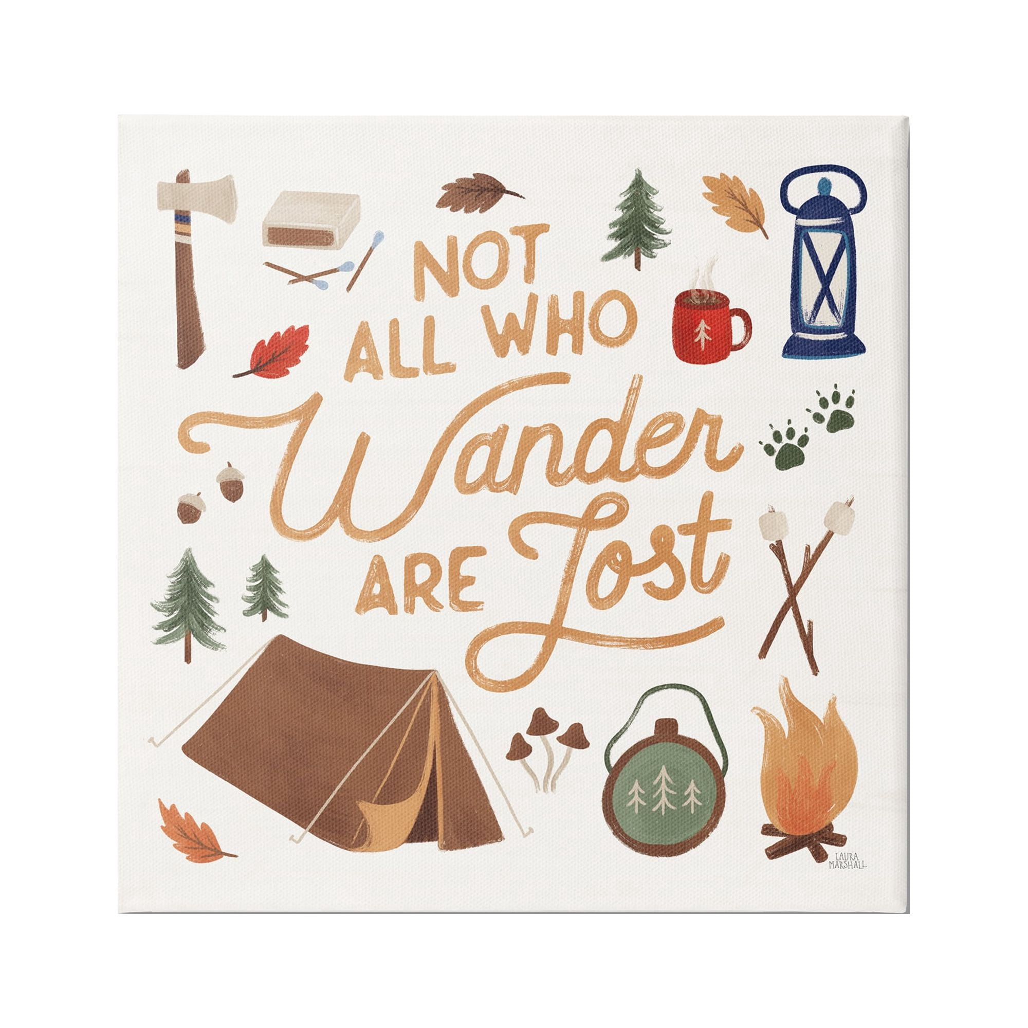 Stupell Industries Wander Camping Phrase Typography Painting Gallery Wrapped Canvas Print Wall Art, 24 x 24