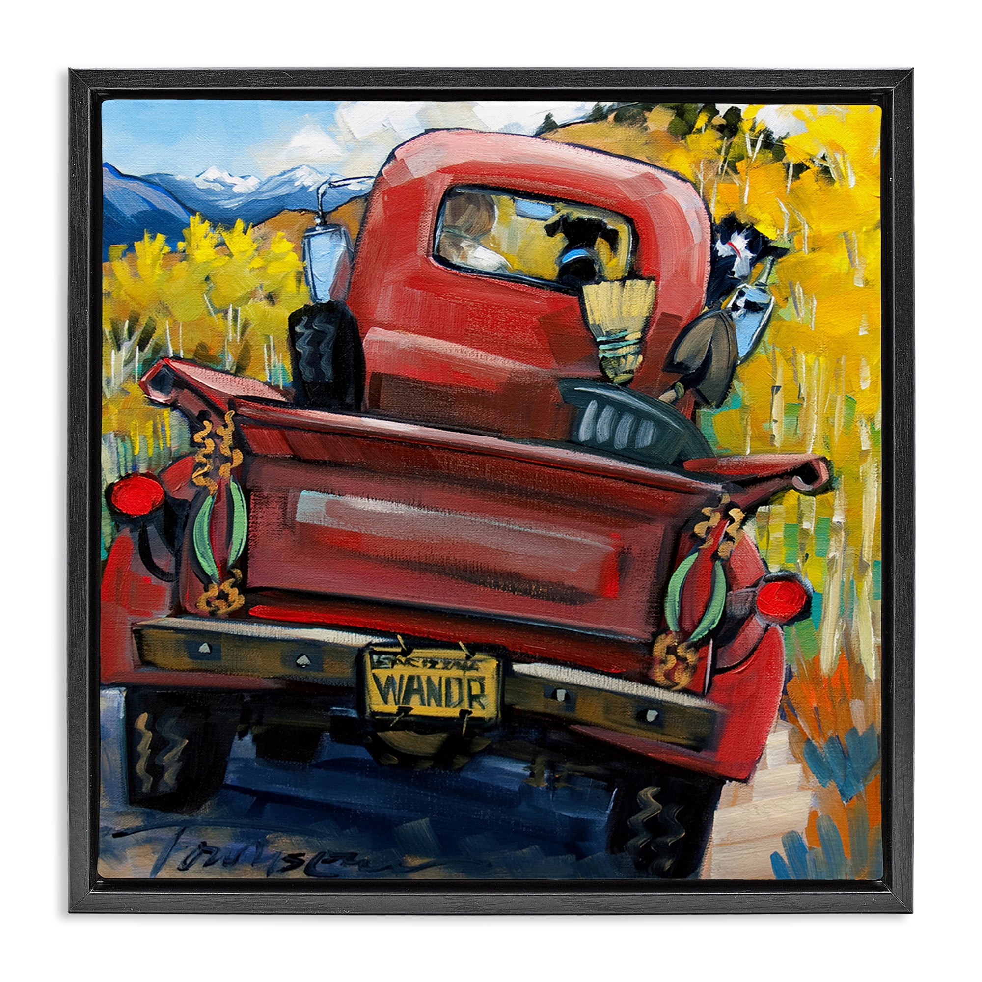 Stupell Industries Wander Truck Through Wheat Grass Black Framed Floater Canvas Wall Art, design by CR Townsend
