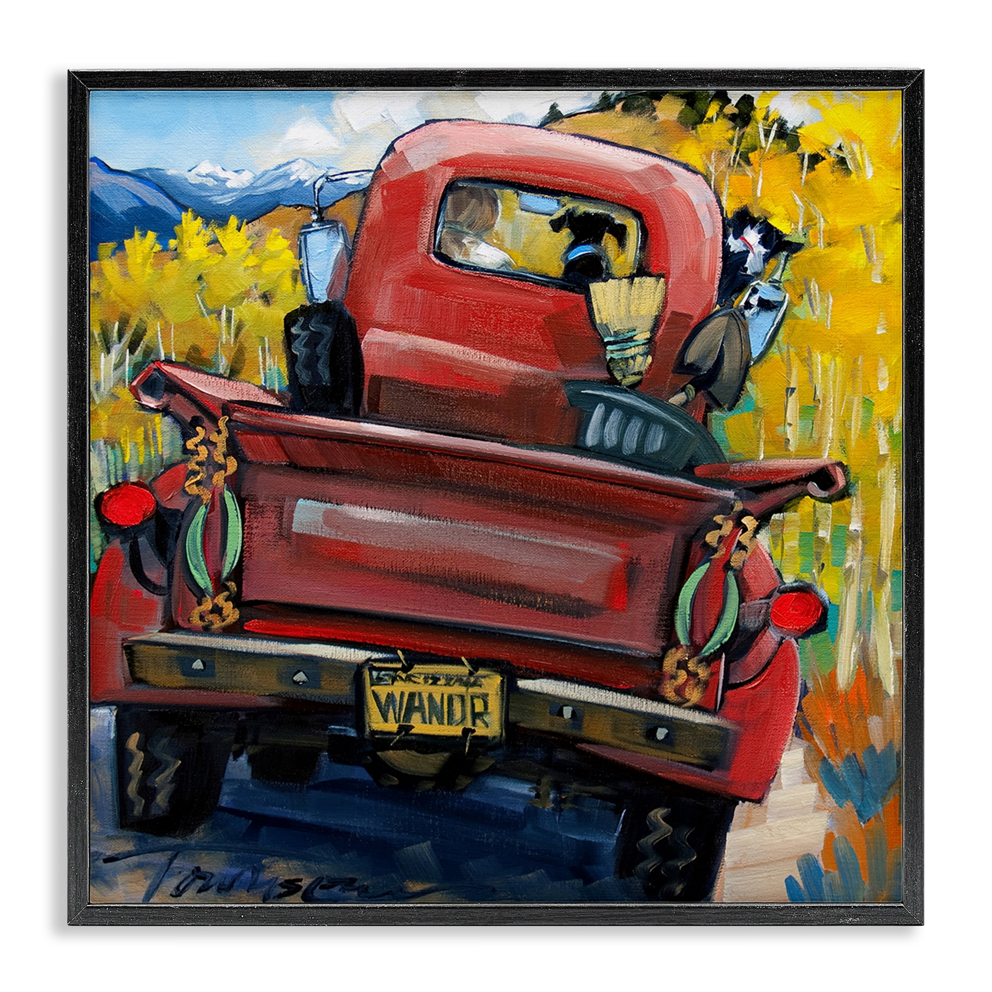 Stupell Industries Wander Truck Through Wheat Grass Black Framed Giclee Art, design by CR Townsend