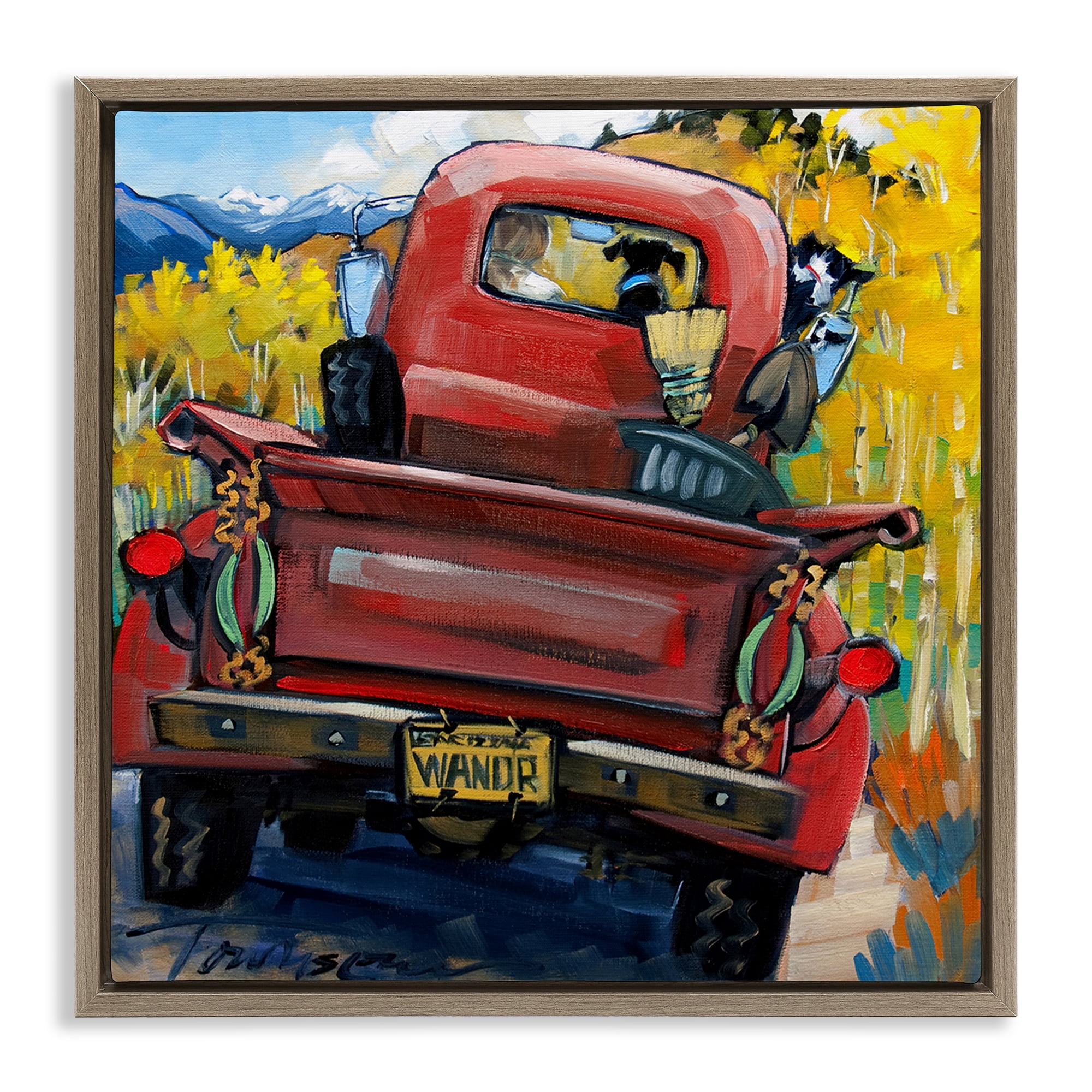 Stupell Industries Wander Truck Through Wheat Grass Brown Framed Floater Canvas Wall Art, design by CR Townsend