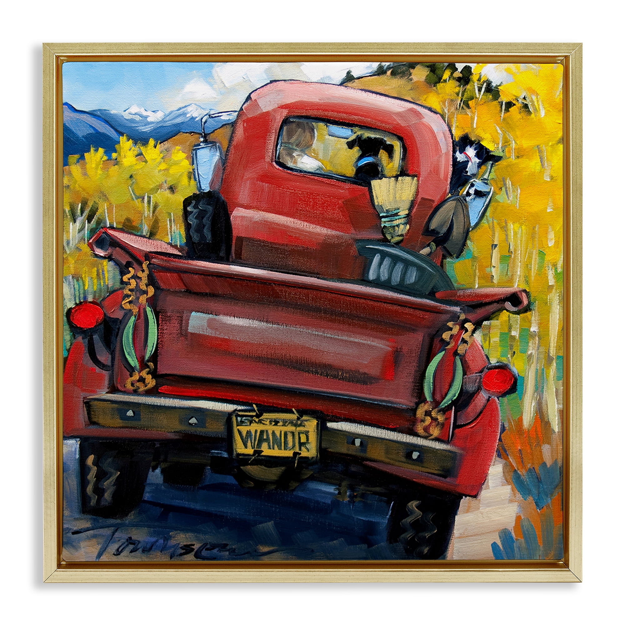 Stupell Industries Wander Truck Through Wheat Grass Gold Framed Floater Canvas Wall Art, design by CR Townsend