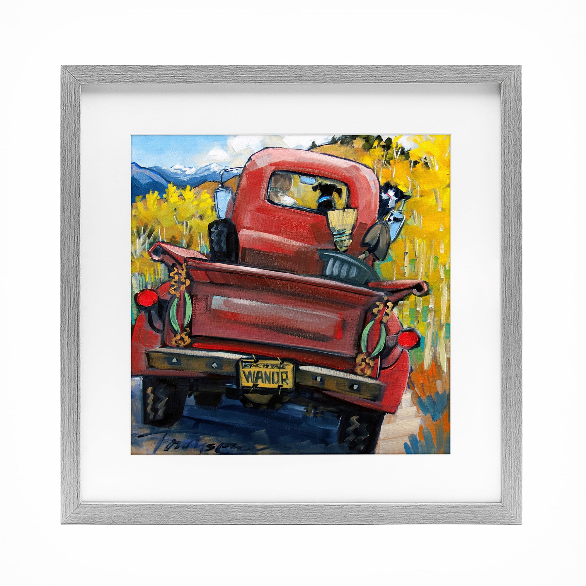 Stupell Industries Wander Truck Through Wheat Grass Gray Framed Print Under Glass, design by CR Townsend