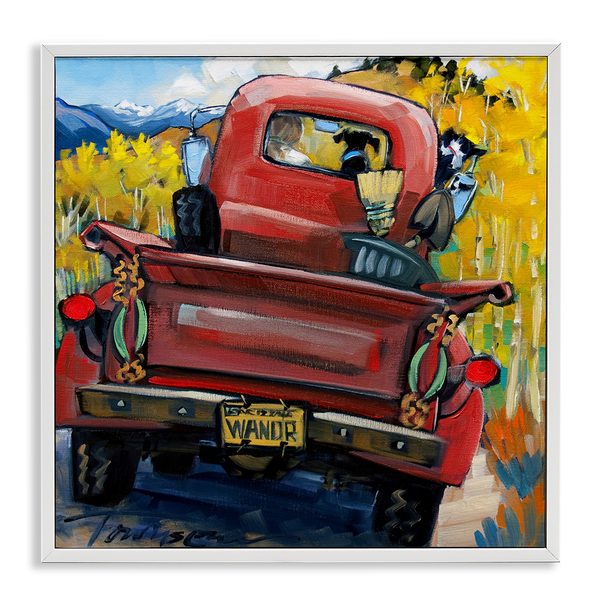 Stupell Industries Wander Truck Through Wheat Grass White Framed Giclee Art, design by CR Townsend