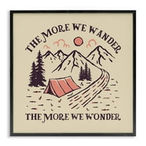 Stupell Industries Wander & Wonder Phrase Landscape & Nature Painting Black Framed Art Print Wall Art, 12 x 12