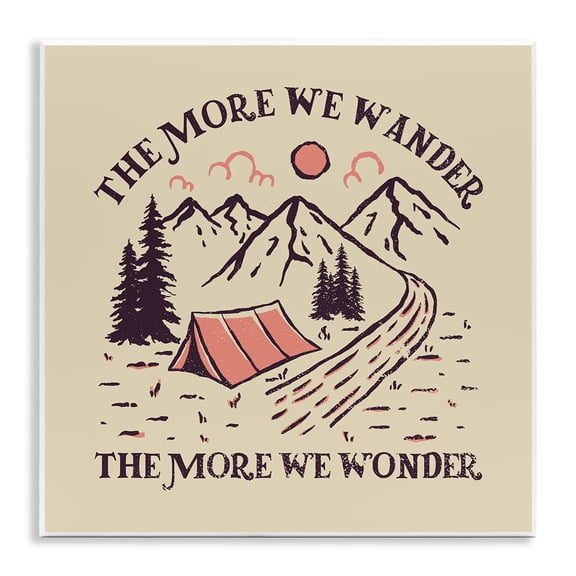 Stupell Industries Wander & Wonder Phrase Landscape & Nature Painting Unframed Art Print Wall Art, 12 x 12