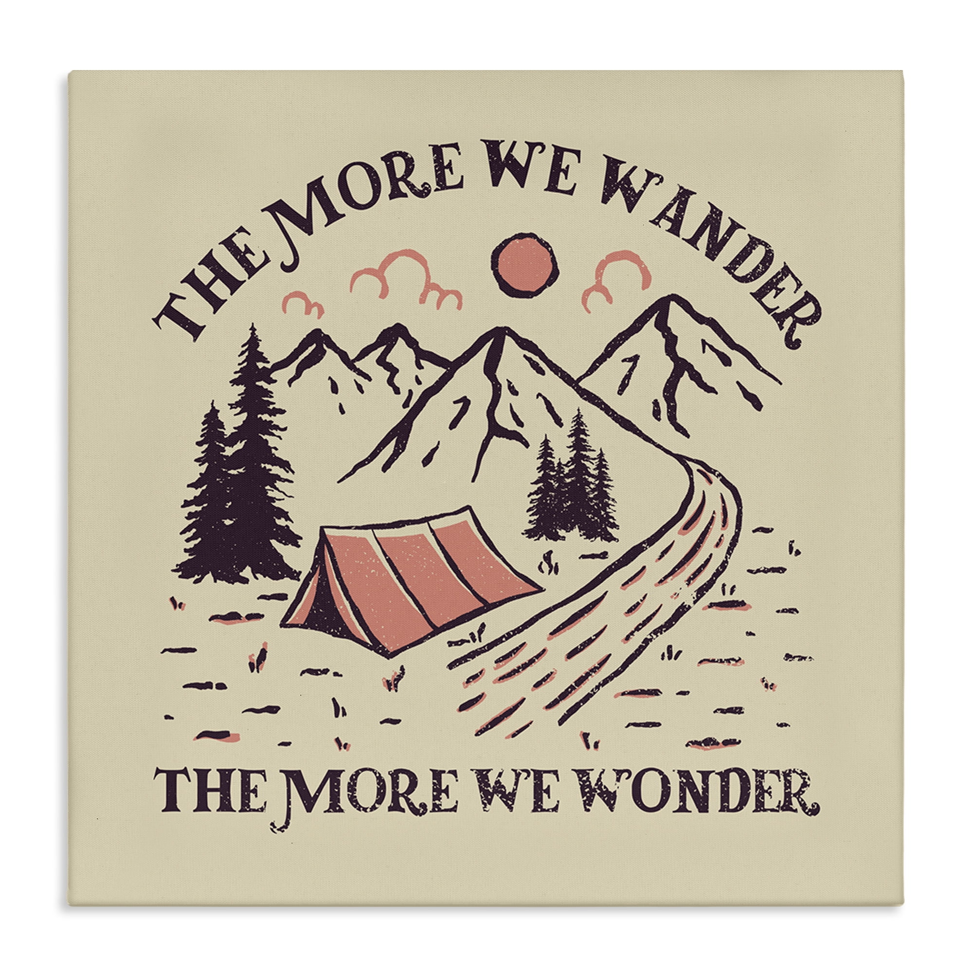 Stupell Industries Wander & Wonder Phrase Landscape & Nature Painting Wrapped Canvas Art Print Wall Art, 17 x 17