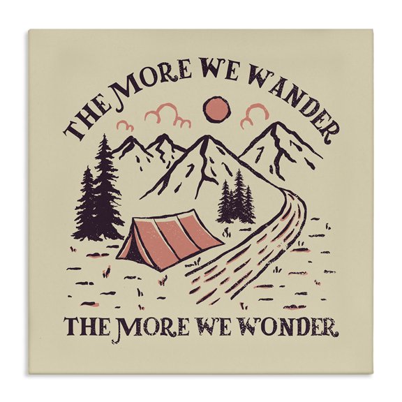 Stupell Industries Wander & Wonder Phrase Landscape & Nature Painting Wrapped Canvas Art Print Wall Art, 30 x 30