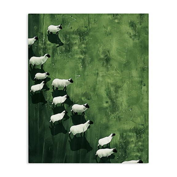 Stupell Industries Wandering Sheep Abstraction Animals Painting Wrapped Canvas Canvas Art Print Wall Art, 16 x 20