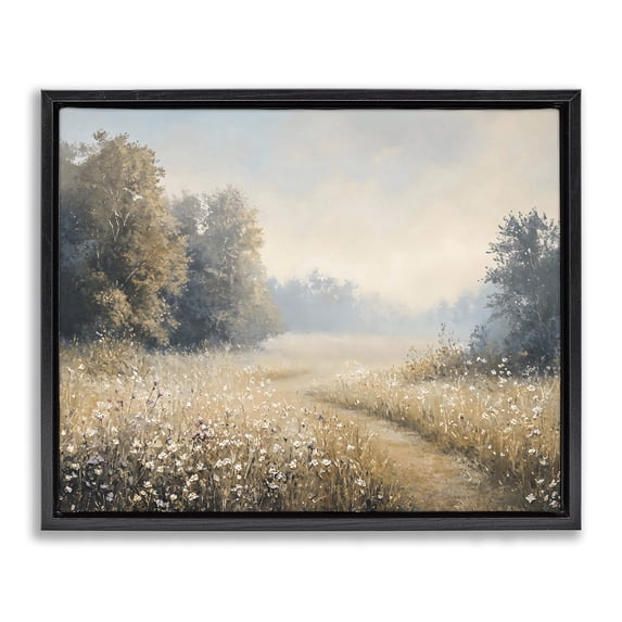 Stupell Industries Traditional Wandering Wildflower Path at Dawn Black Floating Frame Canvas Art, 21 x 17, by Creative Studio