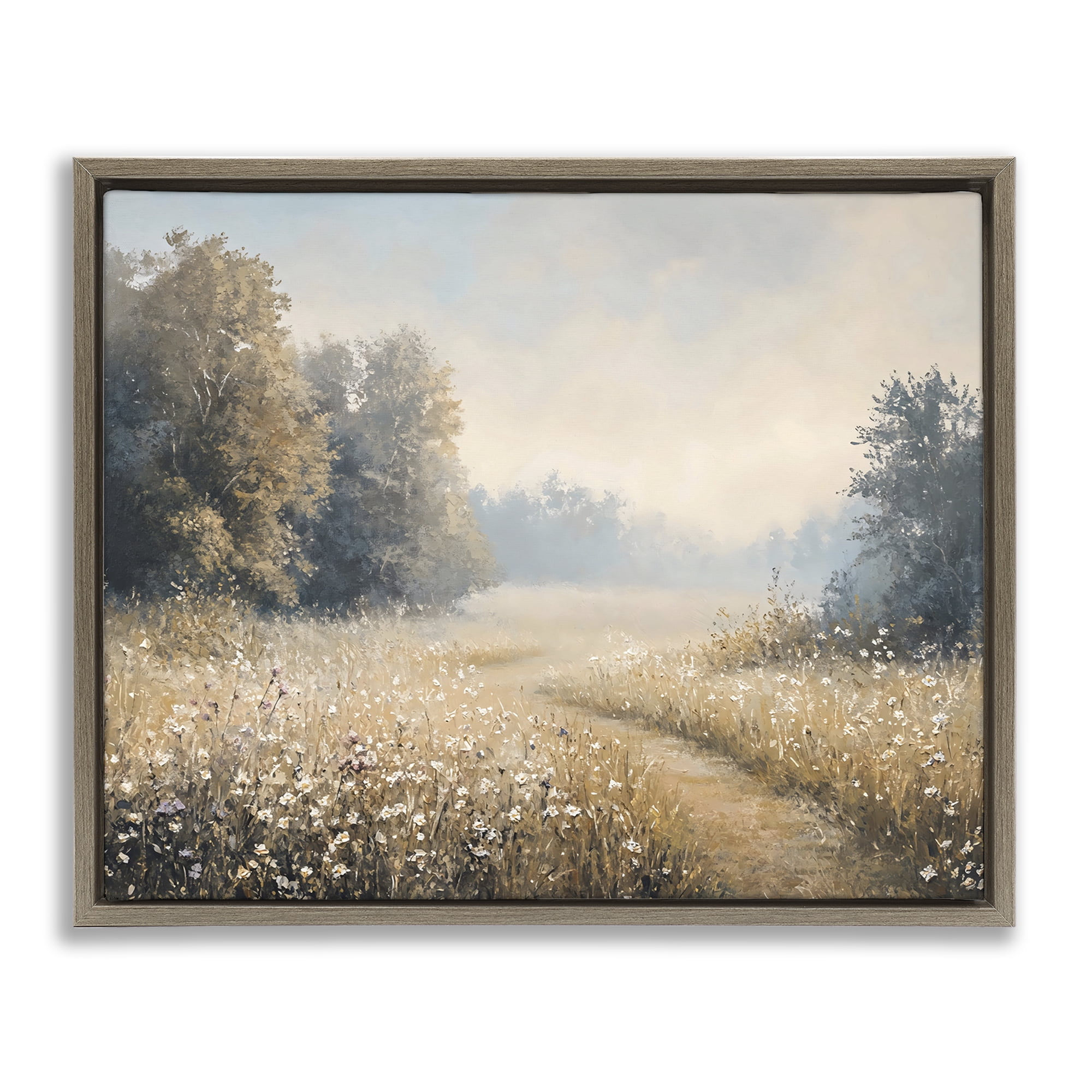 Stupell Industries Wandering Wildflower Path at Dawn Brown Framed Floater Canvas Wall Art, design by Creative Studio