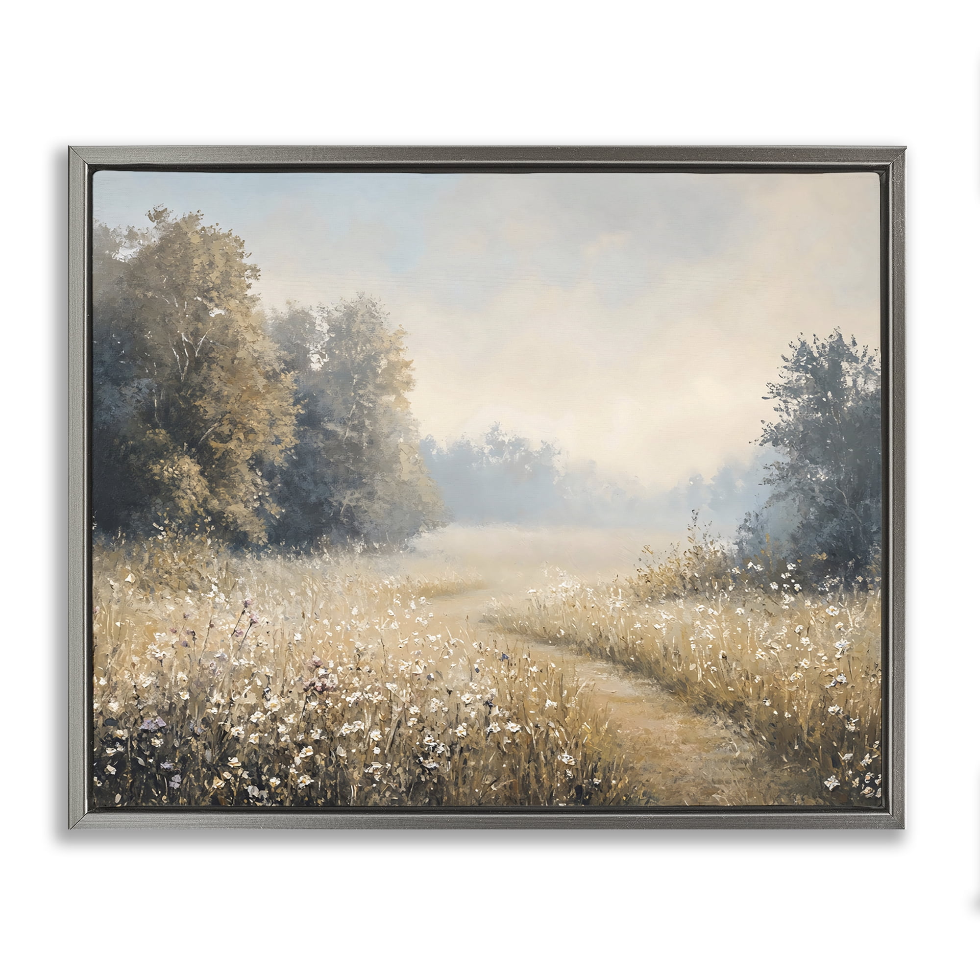 Stupell Industries Wandering Wildflower Path at Dawn Gray Framed Floater Canvas Wall Art, design by Creative Studio