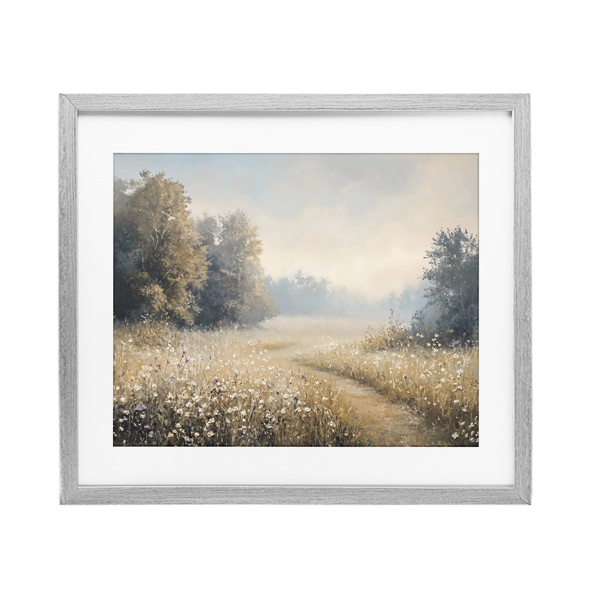 Stupell Industries Wandering Wildflower Path at Dawn Gray Framed Print Under Glass, design by Creative Studio