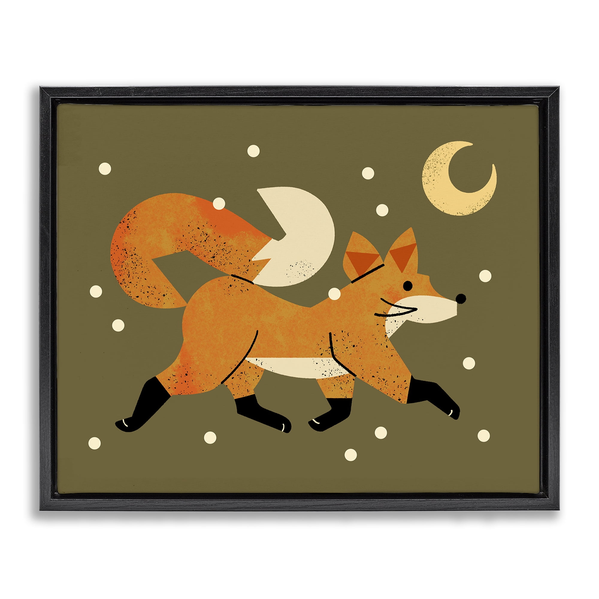 Stupell Industries Wandering Winter Fox Black Framed Floater Canvas Wall Art, design by Renea L. Thull
