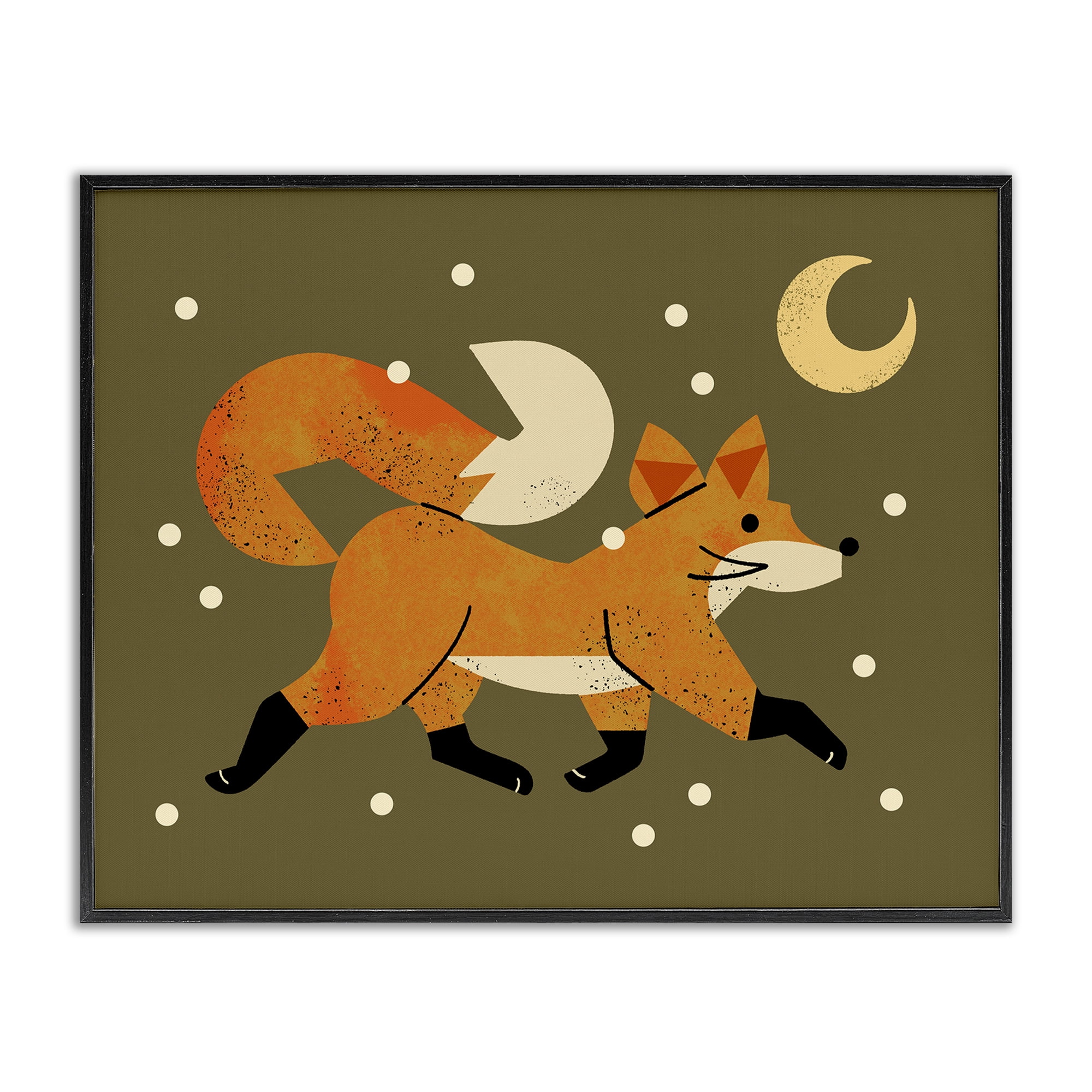 Stupell Industries Wandering Winter Fox Black Framed Giclee Art, design by Renea L. Thull