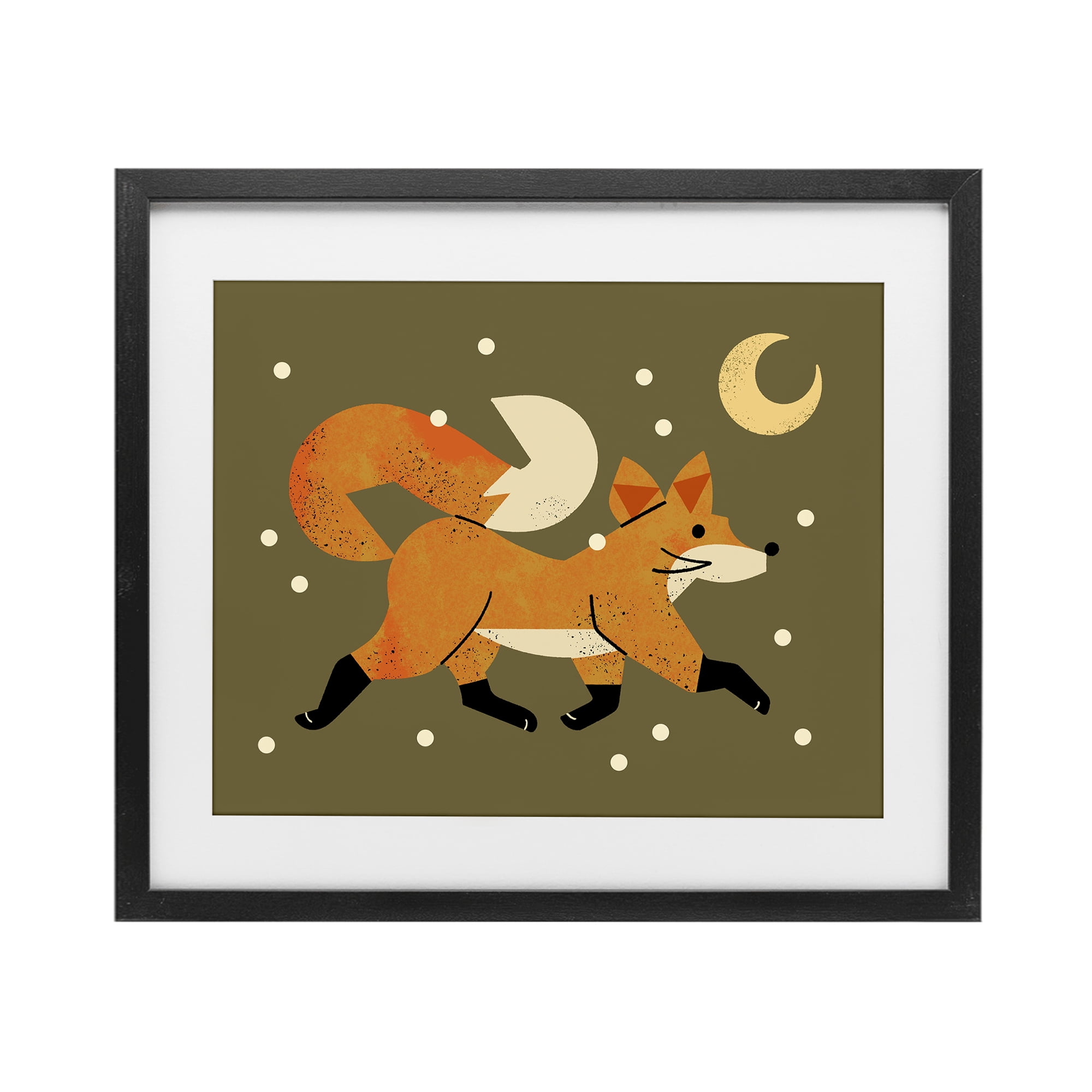 Stupell Industries Wandering Winter Fox Black Framed Print Under Glass, design by Renea L. Thull